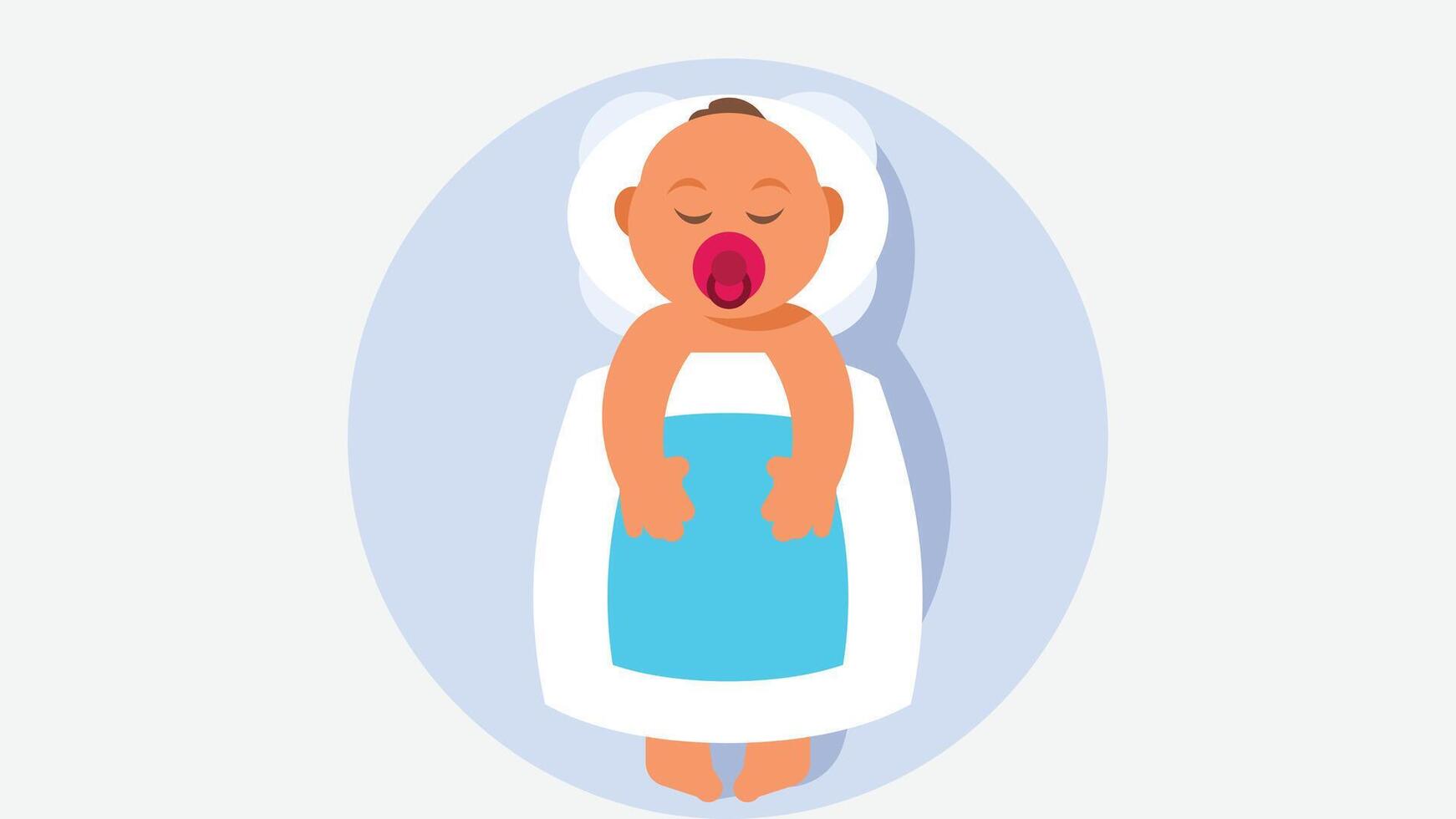 baby with pacifier slepping in bed isolated vector illustration
