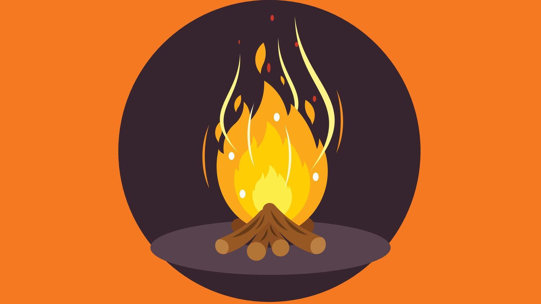 fireplace camping isolated vector illustration