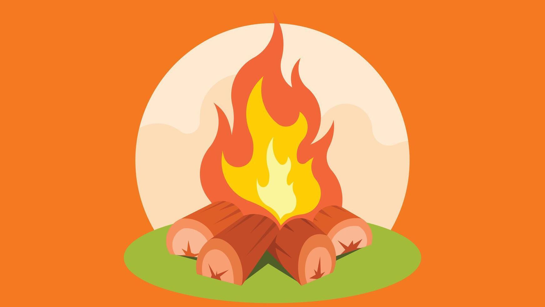 fireplace camping isolated vector illustration