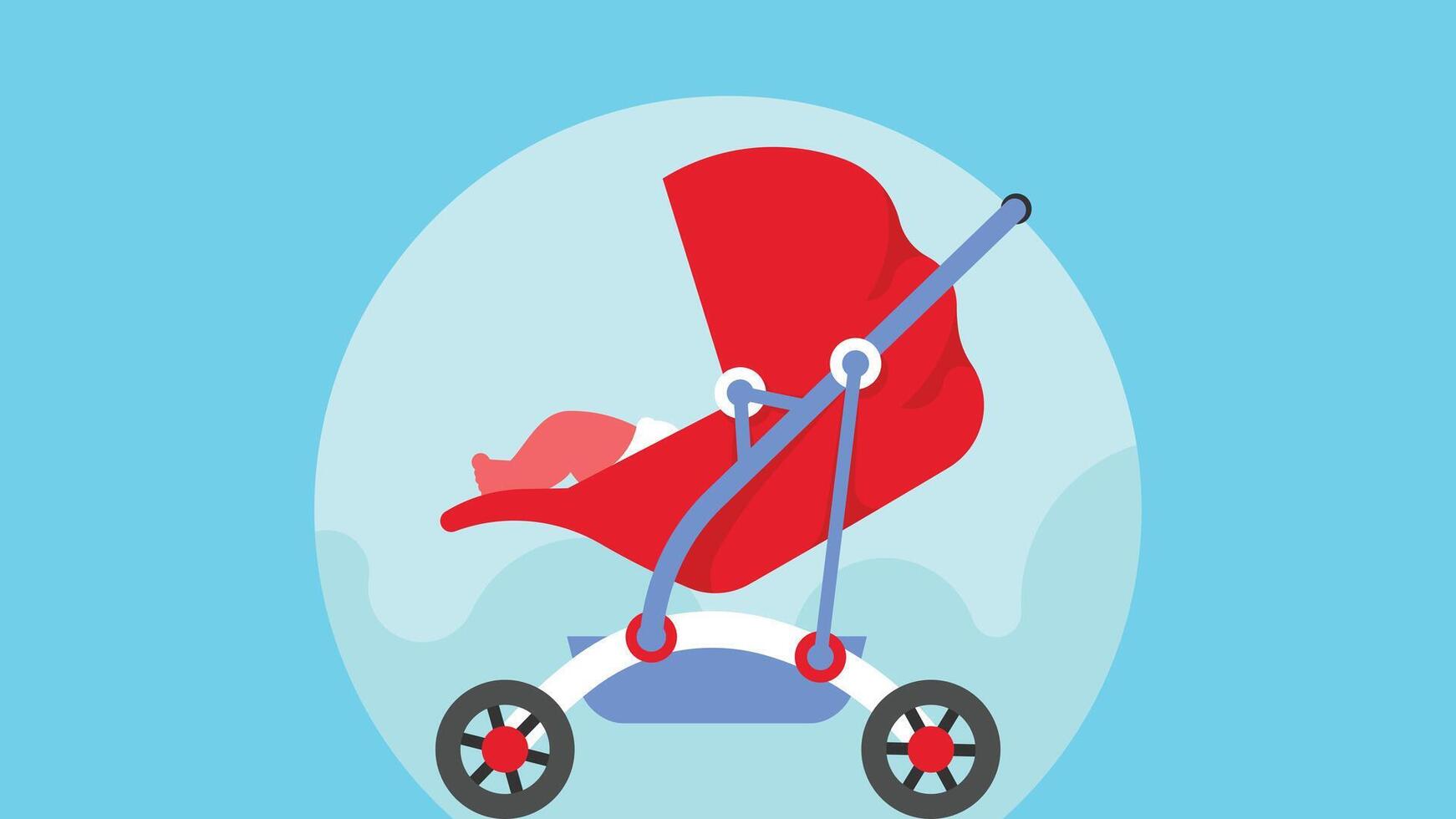 baby is sitting in a stroller vector illustration
