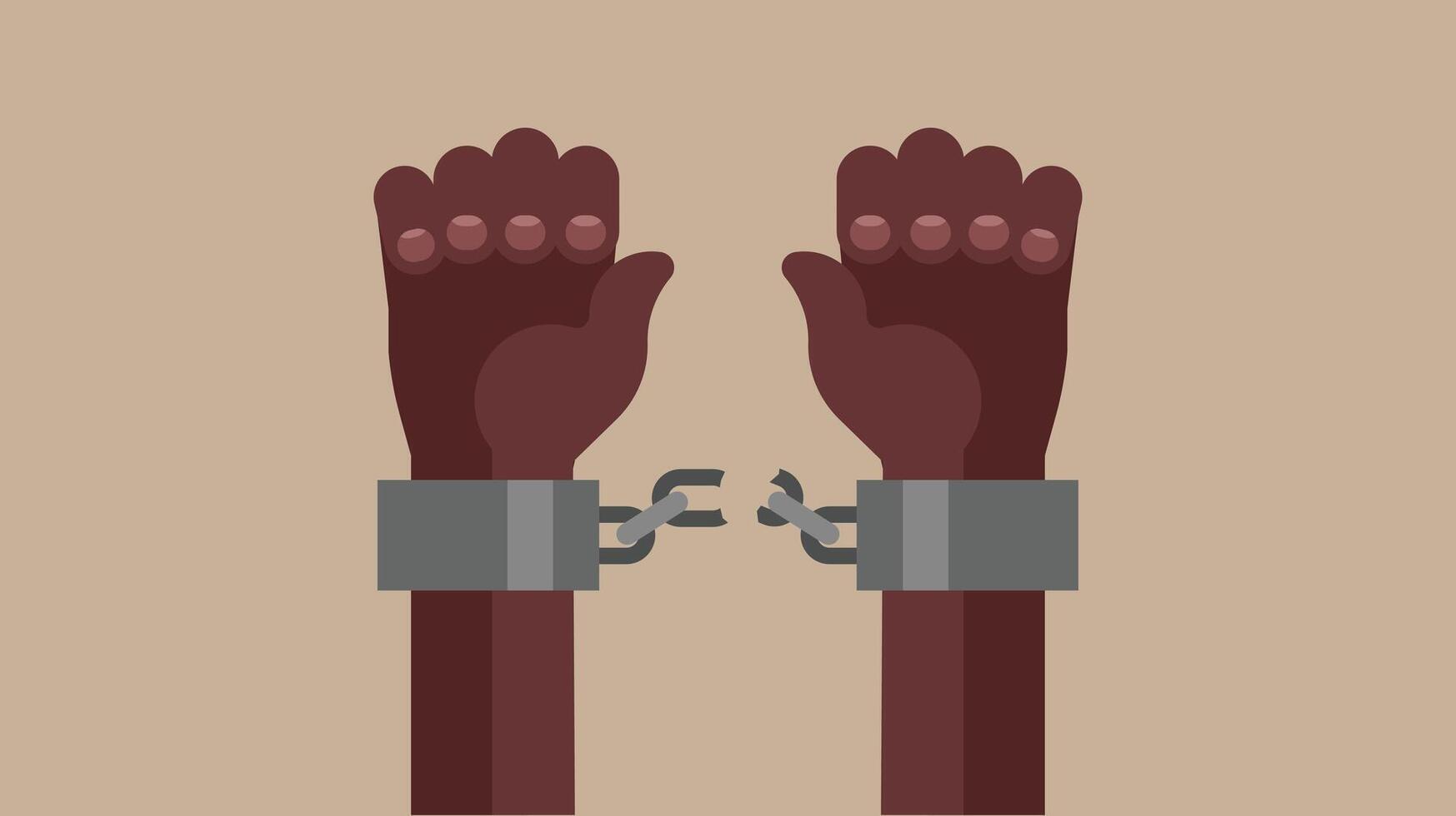 Man in captivity with chains cut free vector illustration