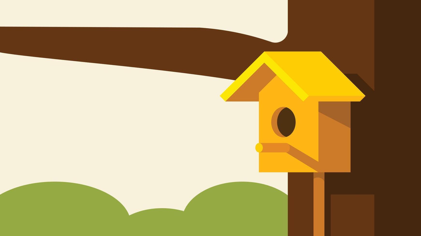 Bird house attached to a tree branch vector illustration