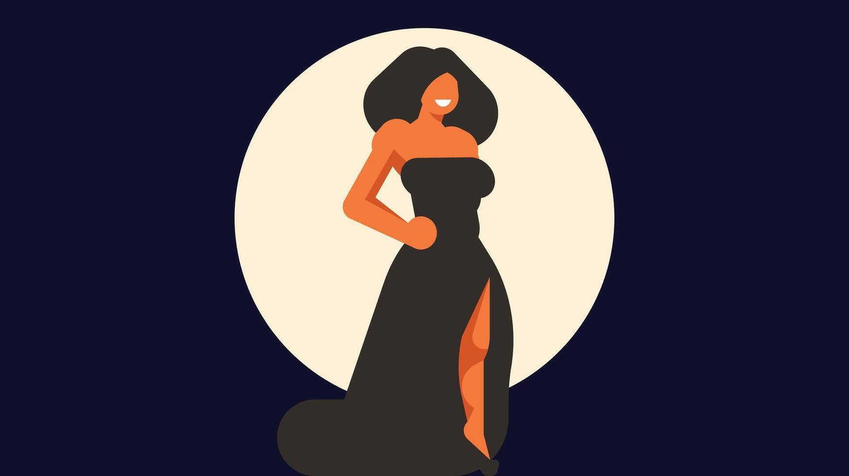 mujer con un sexy vestir en un destacar vector ilustración