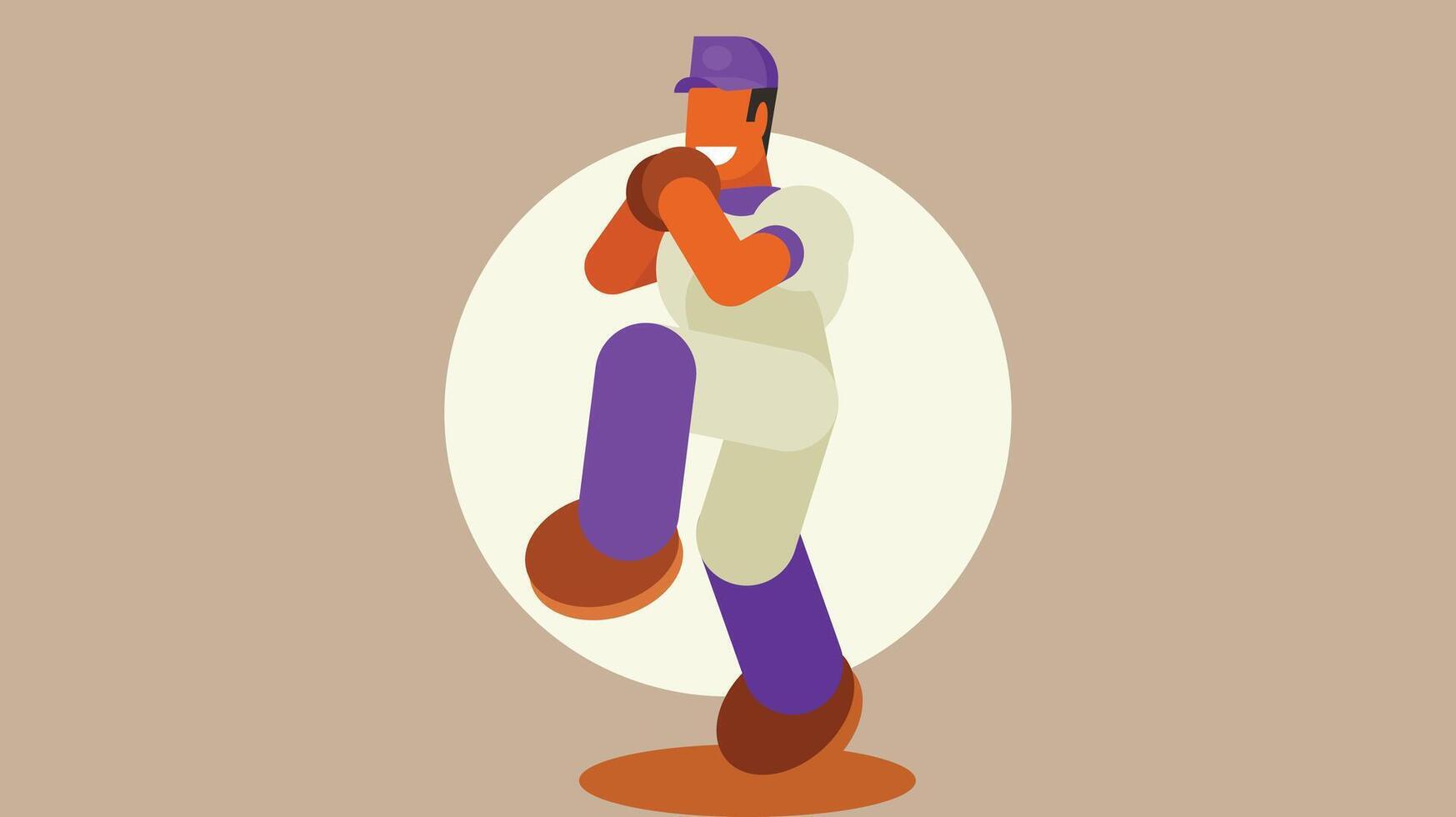 Baseball player in a game court vector illustration