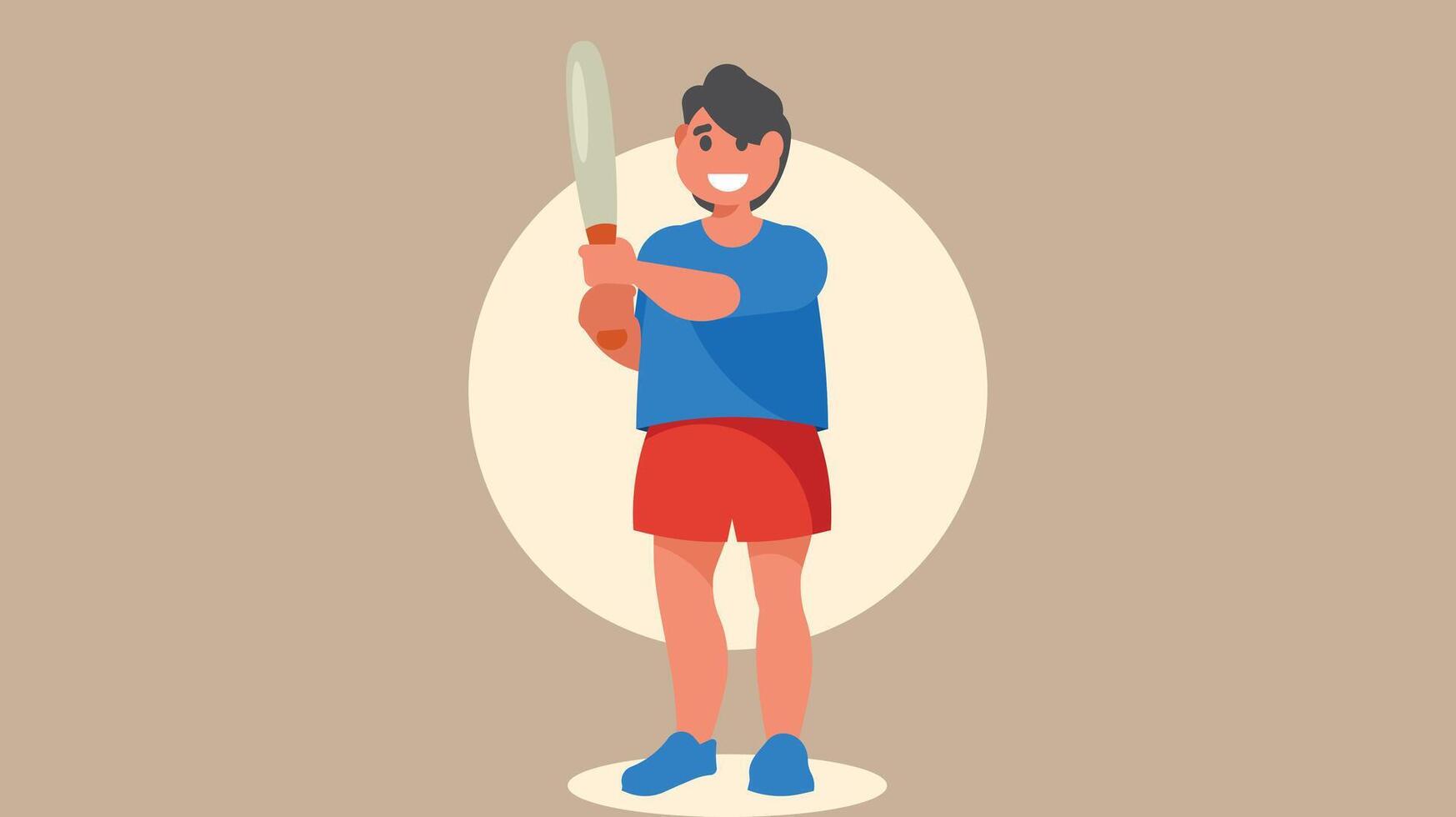 Baseball player in a game court vector illustration