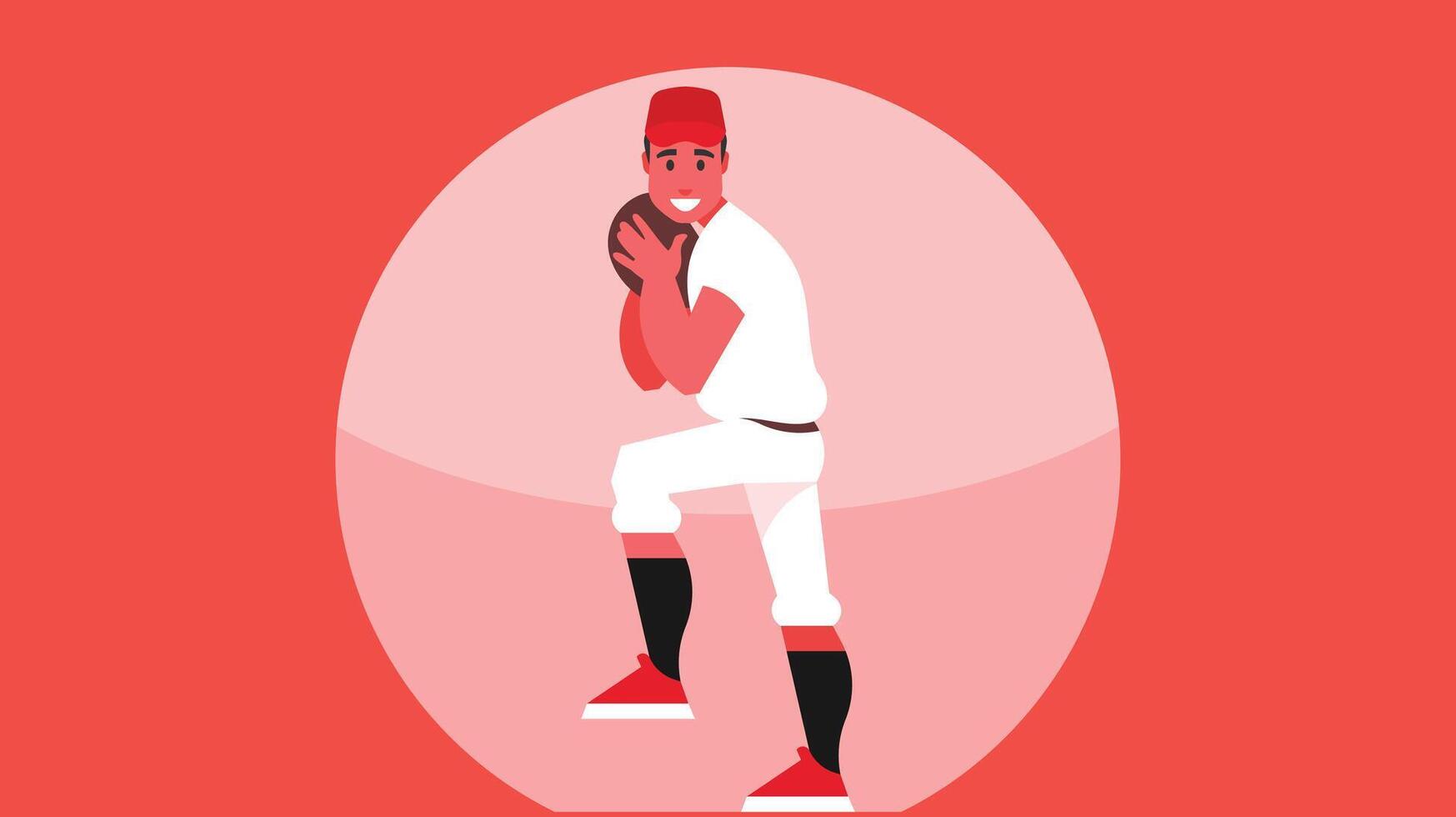 Baseball player in a game court vector illustration