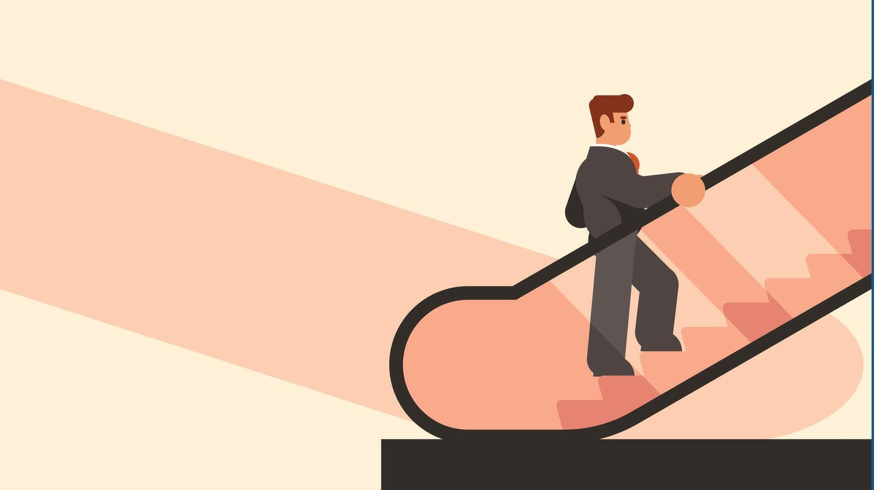 business man is going up using an escalator vector illustration