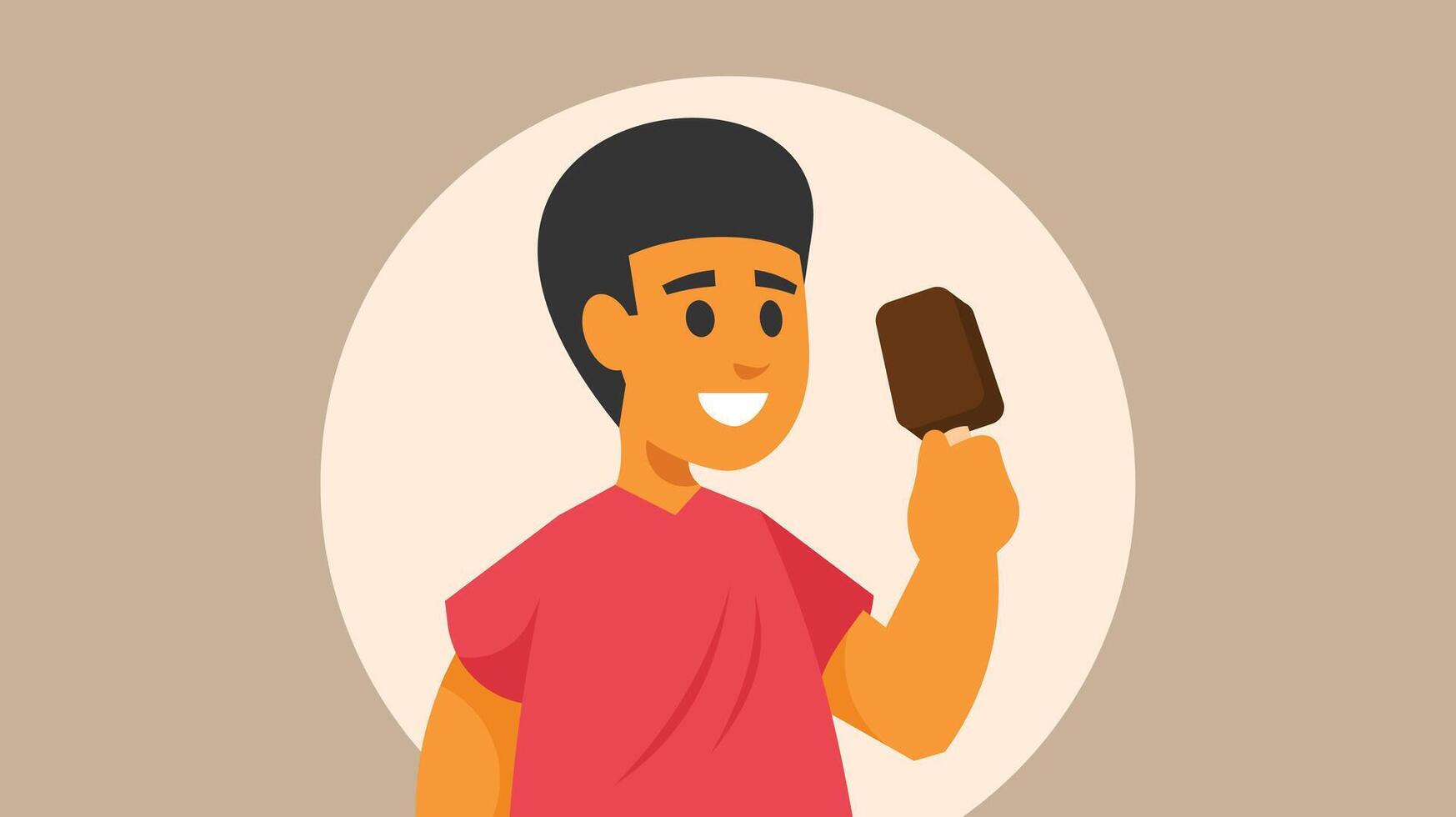 boy is eating an Ice cream stick vector illustration