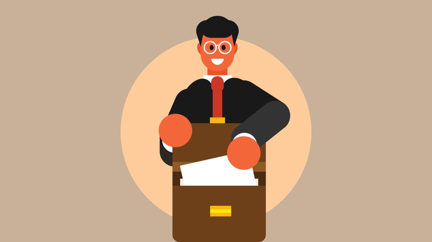 employee put files into briefcase vector illustration