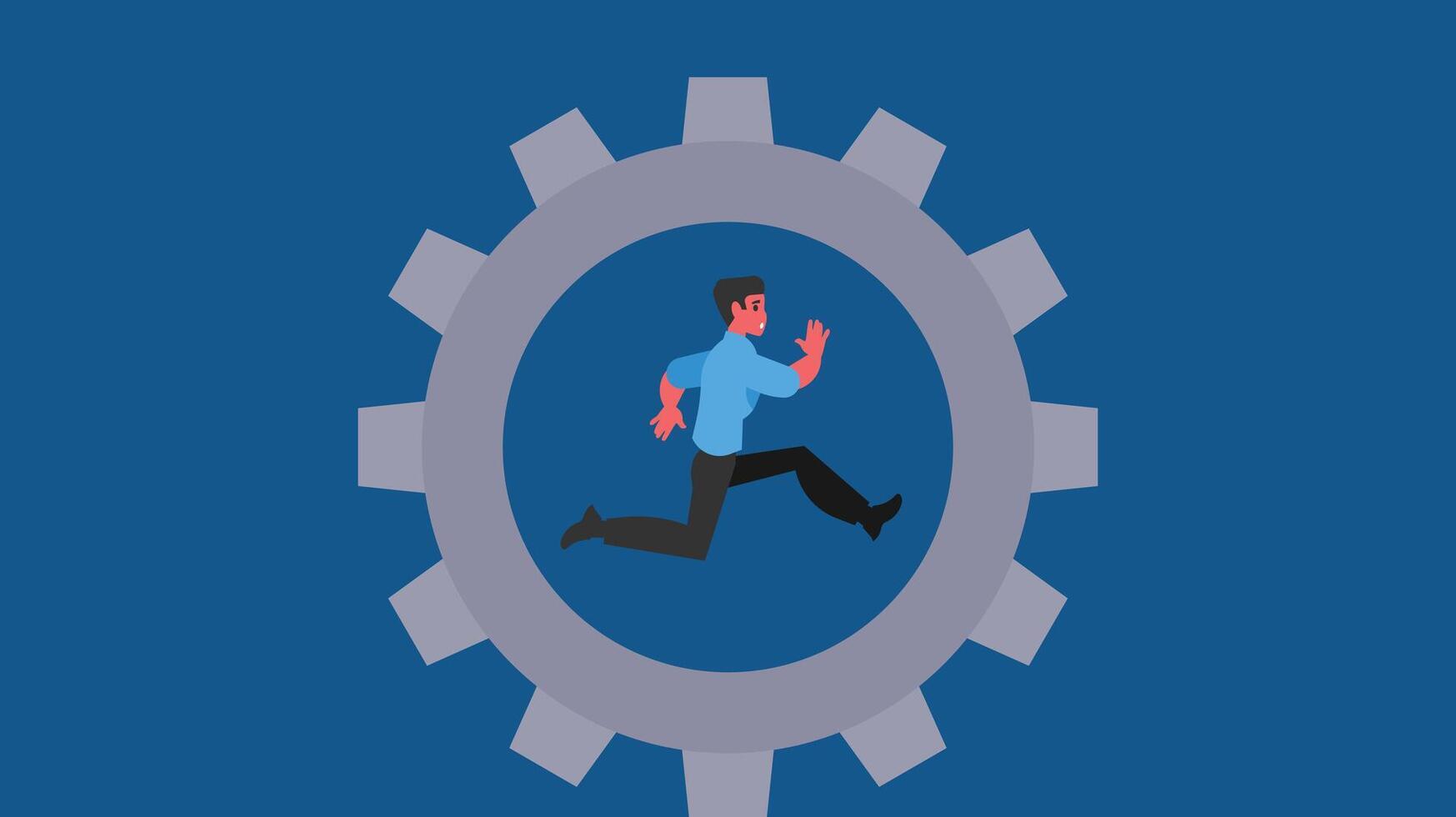 business man running in wheel gear vector illustration