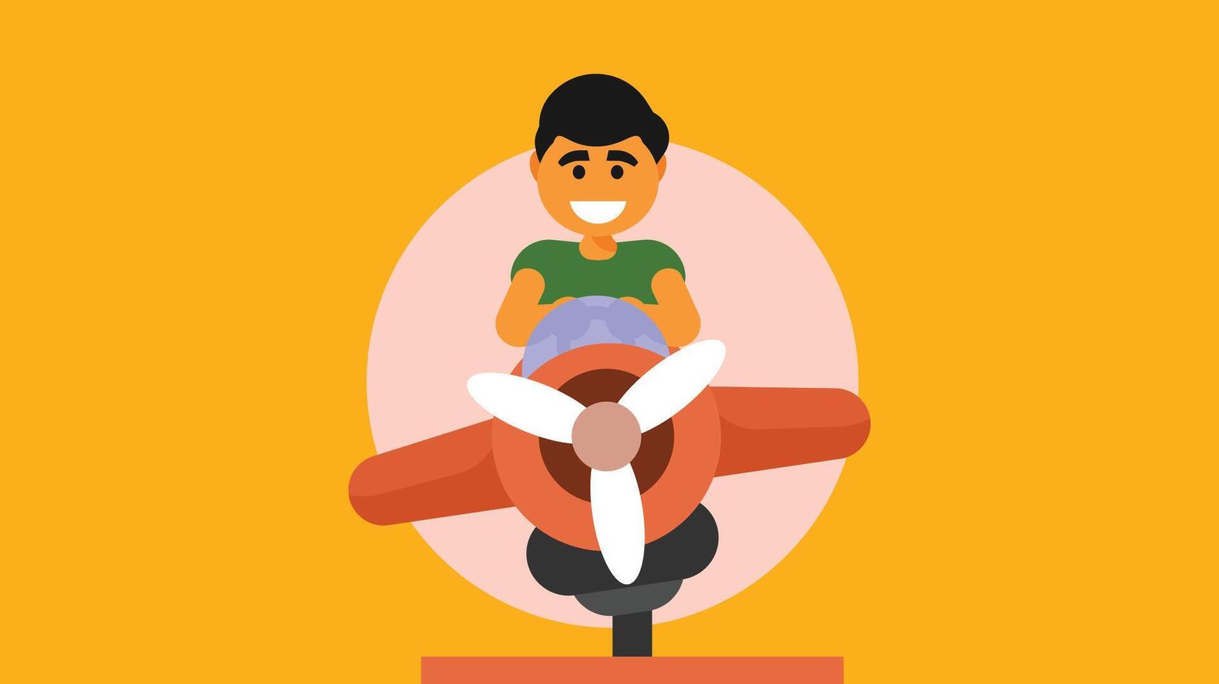 A Child is playing with his game and toys with imagination vector illustration