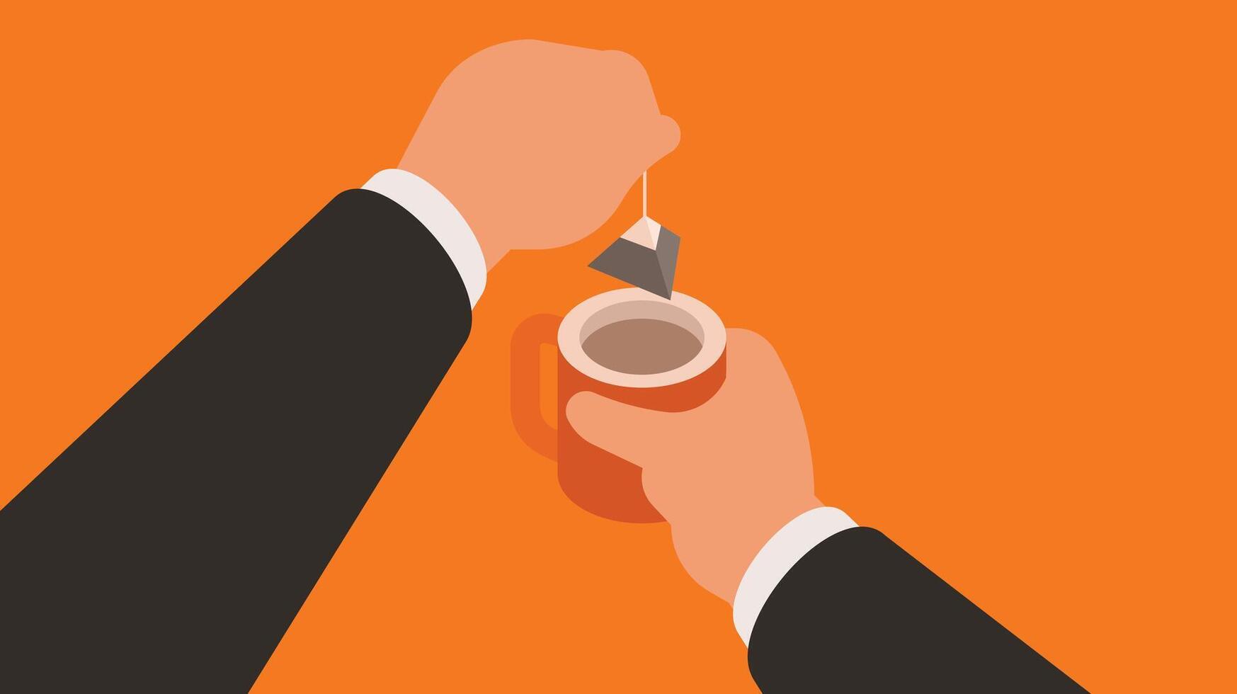 man is putting sugar in the tea cup vector illustration