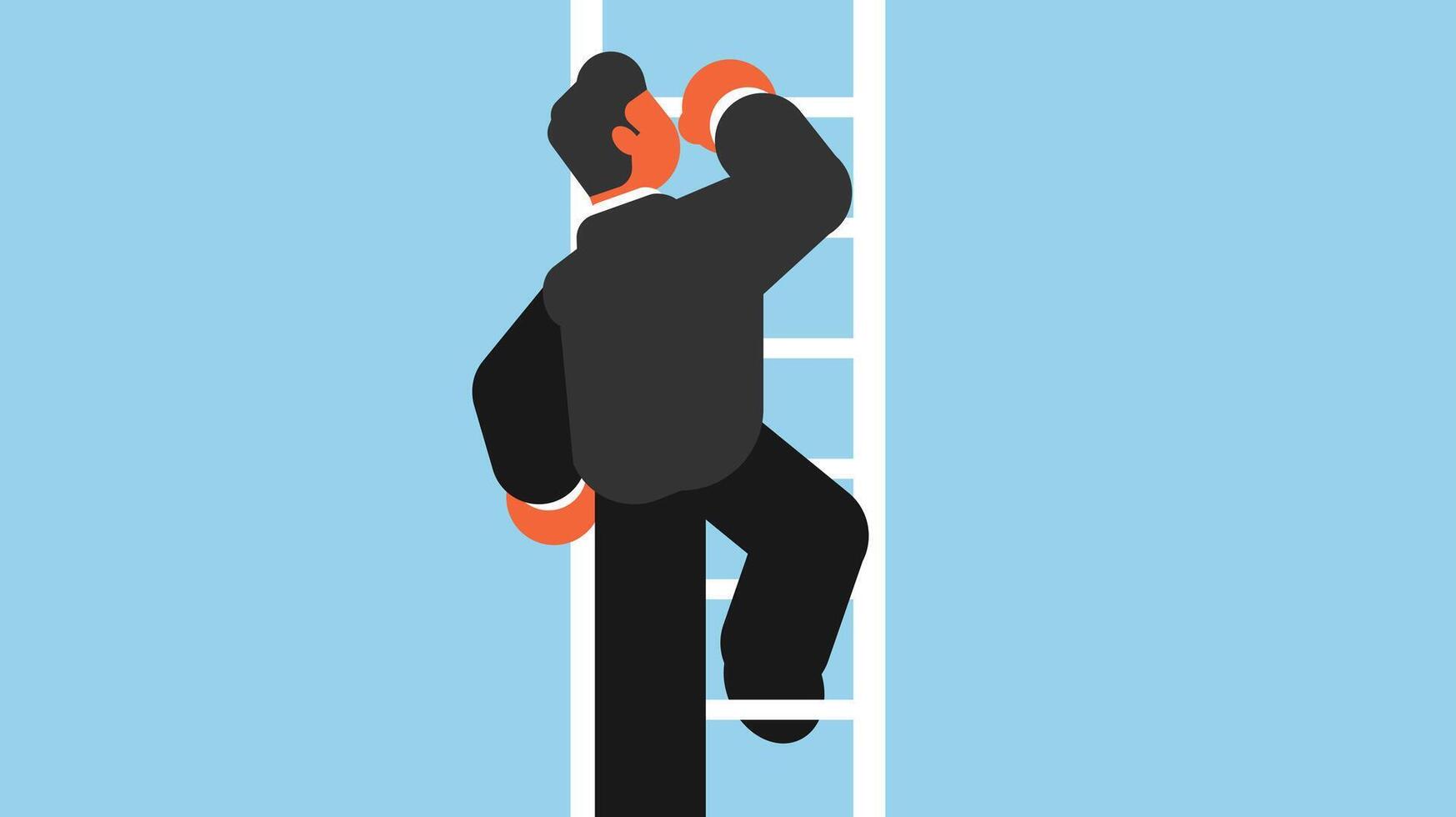 business man going up the ladder in a competition vector illustration