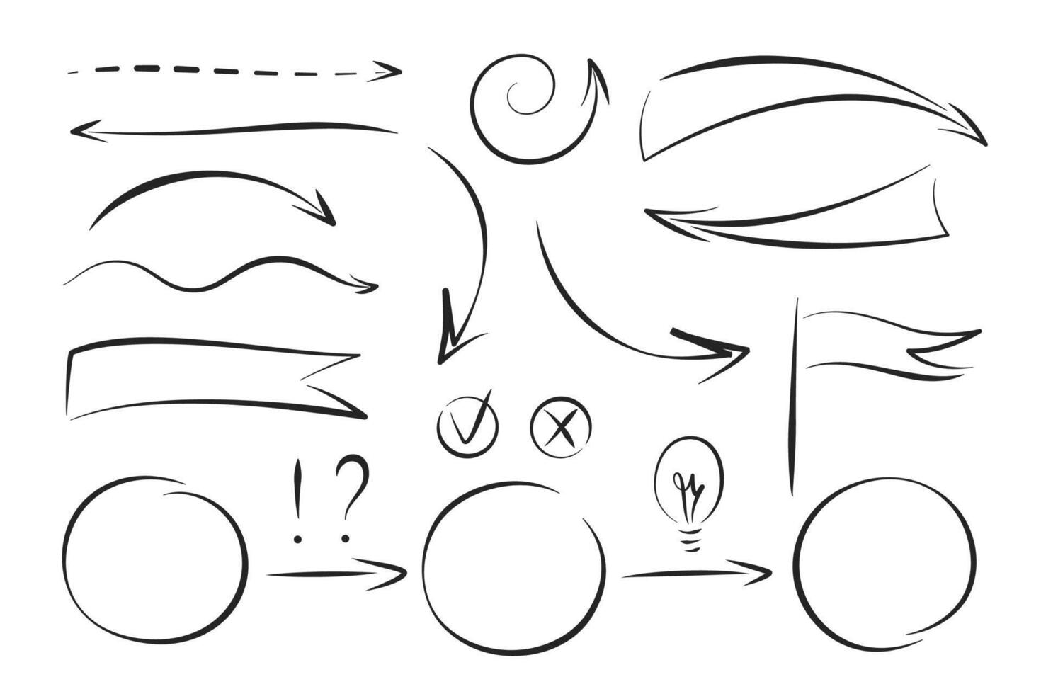 Hand drawn swoosh, speech bubble, sketch underline element, line shape. Templates and elements for business process, presentations, workflow layout. Vector illustration.