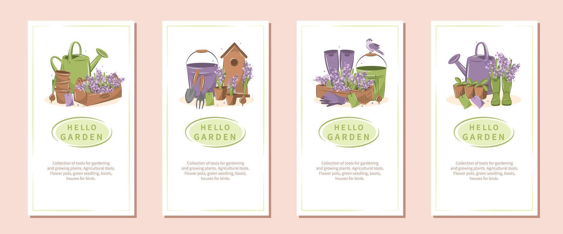 colección de herramientas para jardinería y creciente plantas. agrícola herramientas. Hola jardín. vector ilustración aislado en blanco.