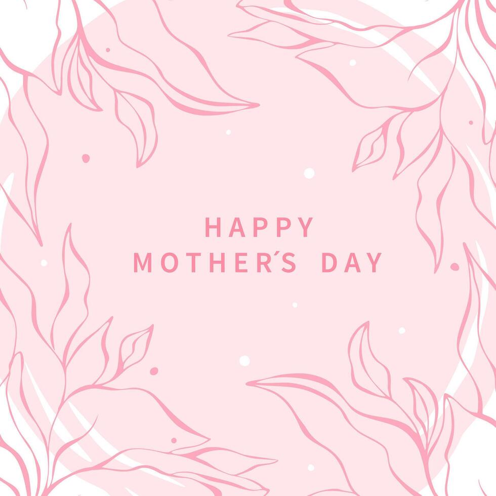 Mother's Day card with flowers in pastel colors and text. Vector illustration