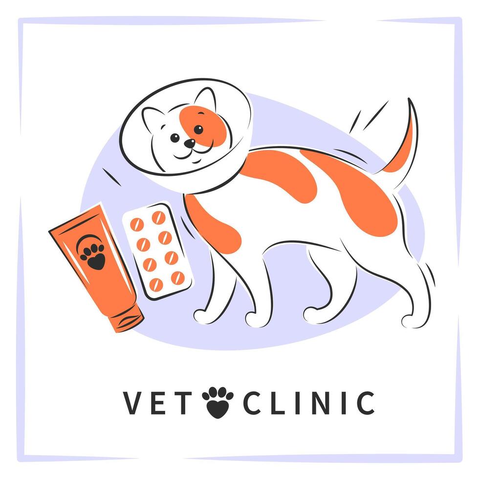 Veterinarian clinic or hospital for animals. Cats treatment. Medicine for pets. Vector background