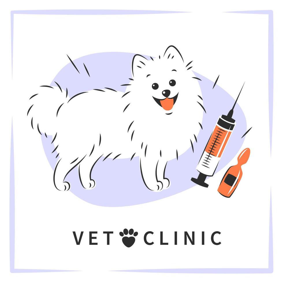 Veterinarian clinic or hospital for animals. Vaccination and treatment of animals. Medicine for pets. Vector illustration