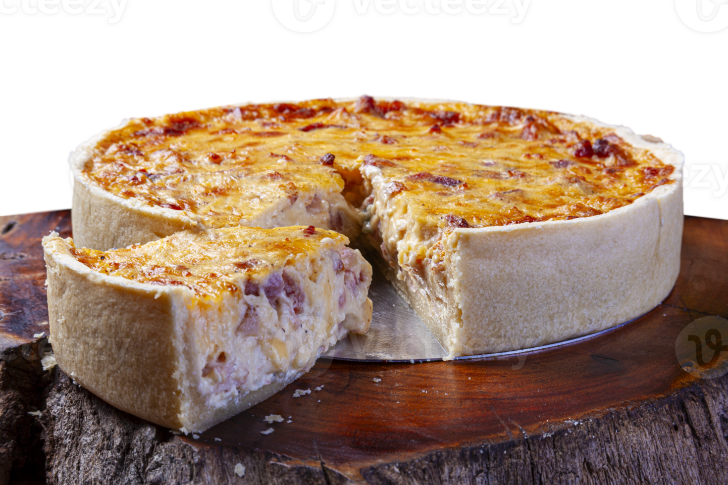 Quiche, pie made with a filling made from eggs and cream png