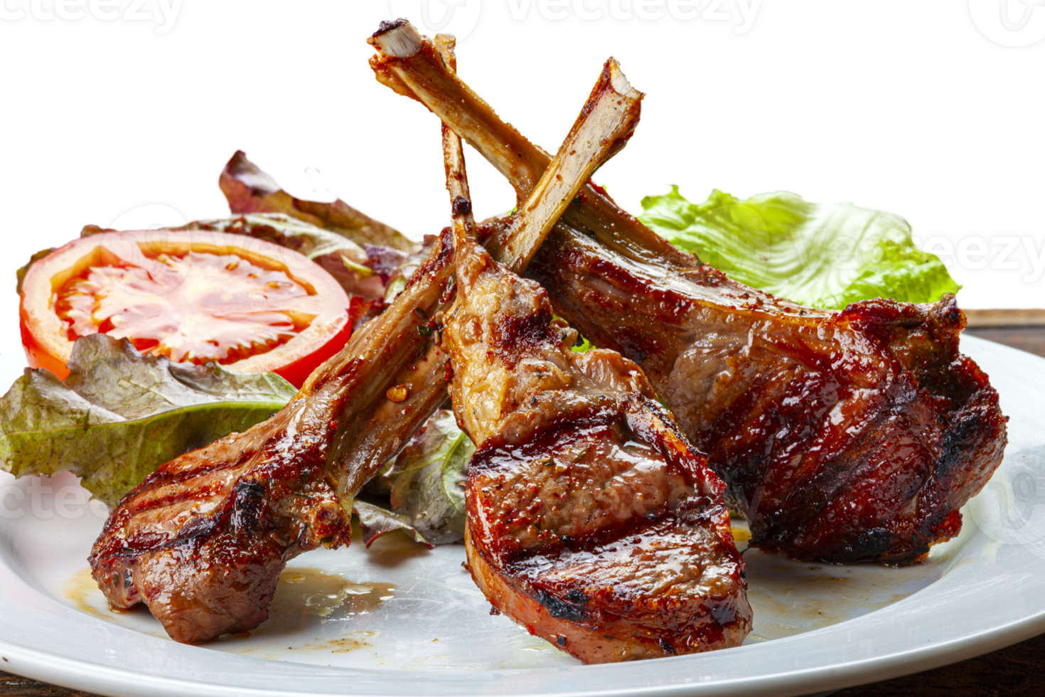 rack of lamb with lettuce and tomato png