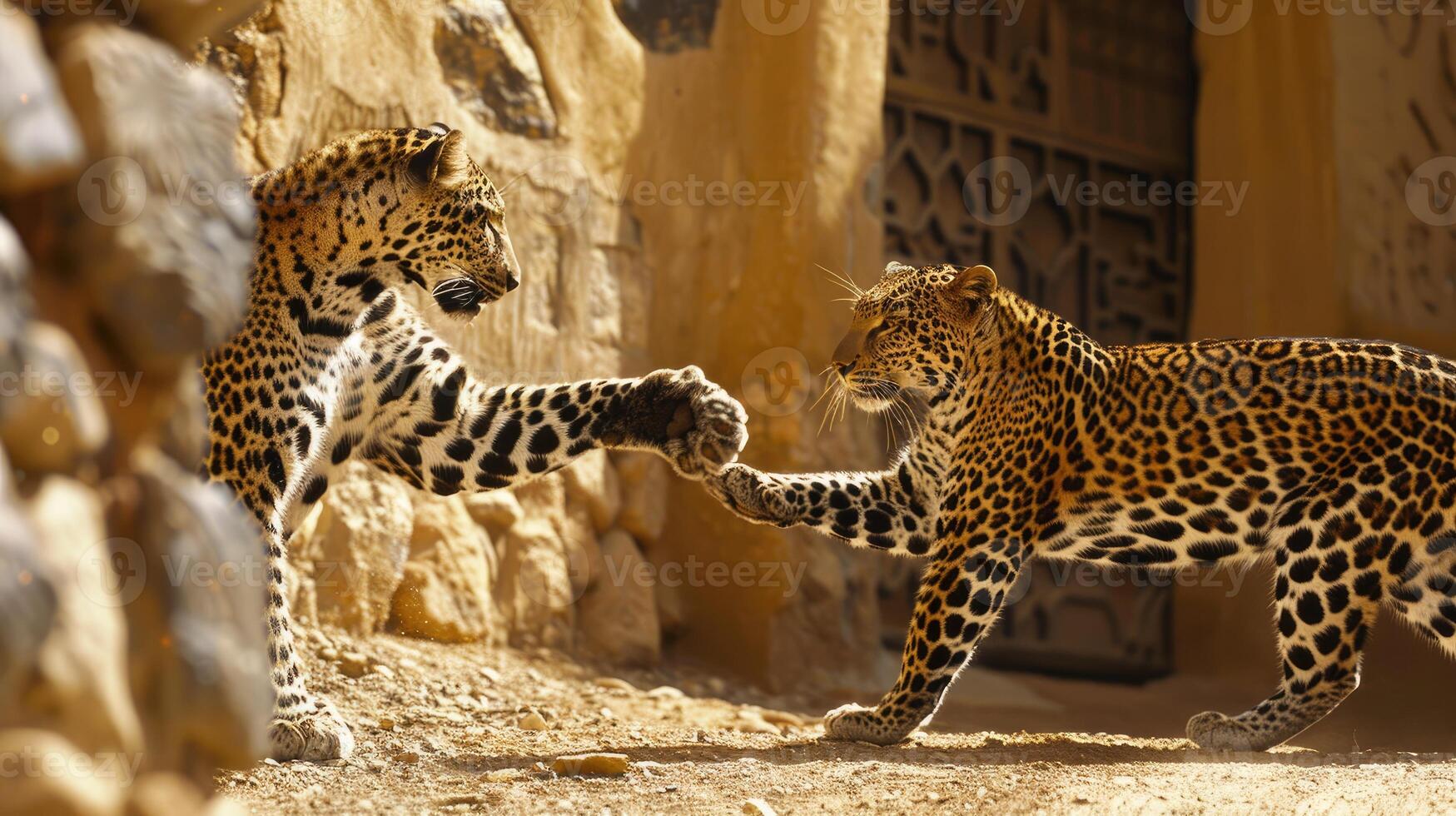 AI generated Captivating image of leopards, emphasizing their grace and majesty photo