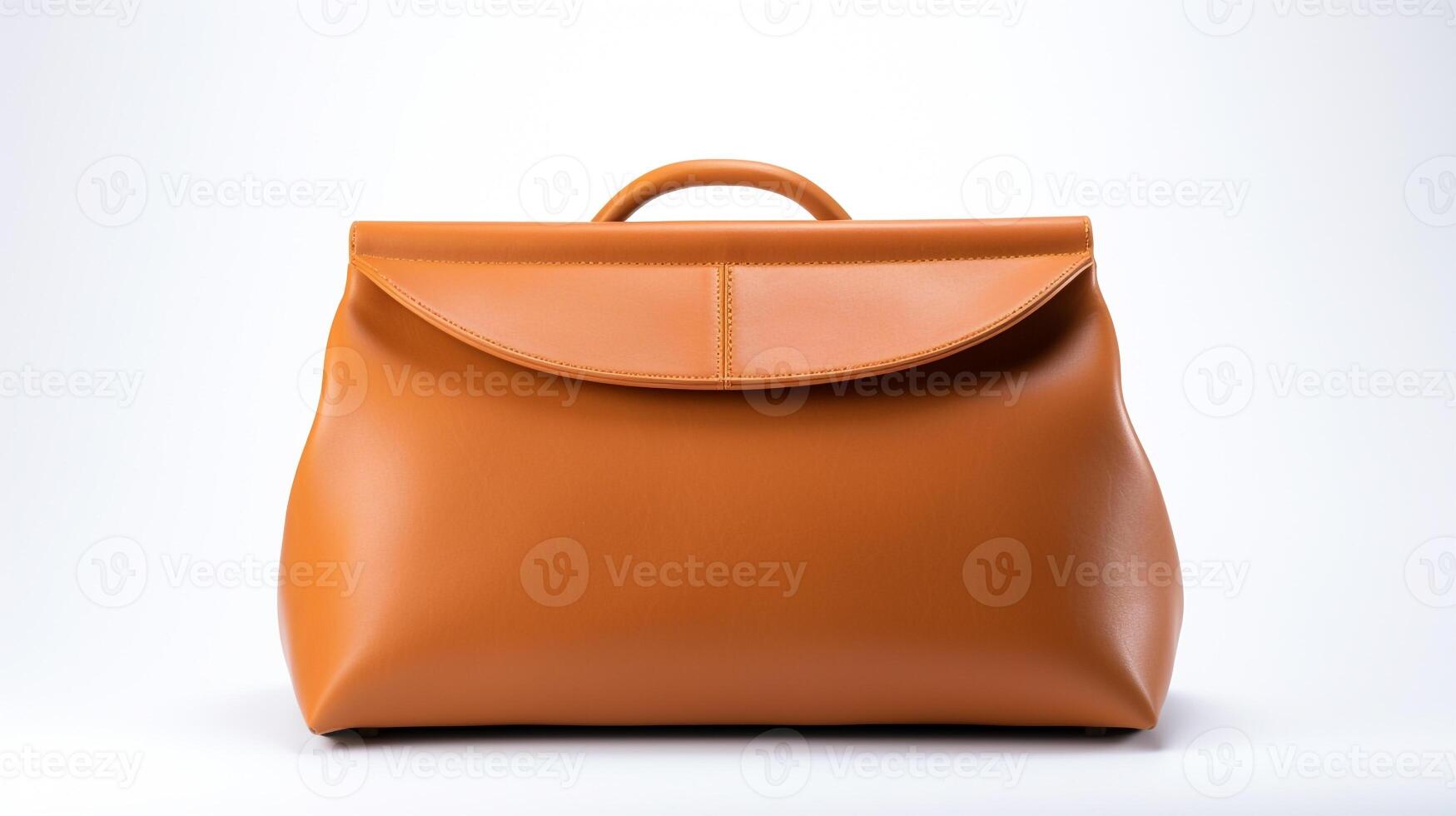 AI generated Camel Leather Bag isolated on white background with copy space for advertisement. AI Generated photo