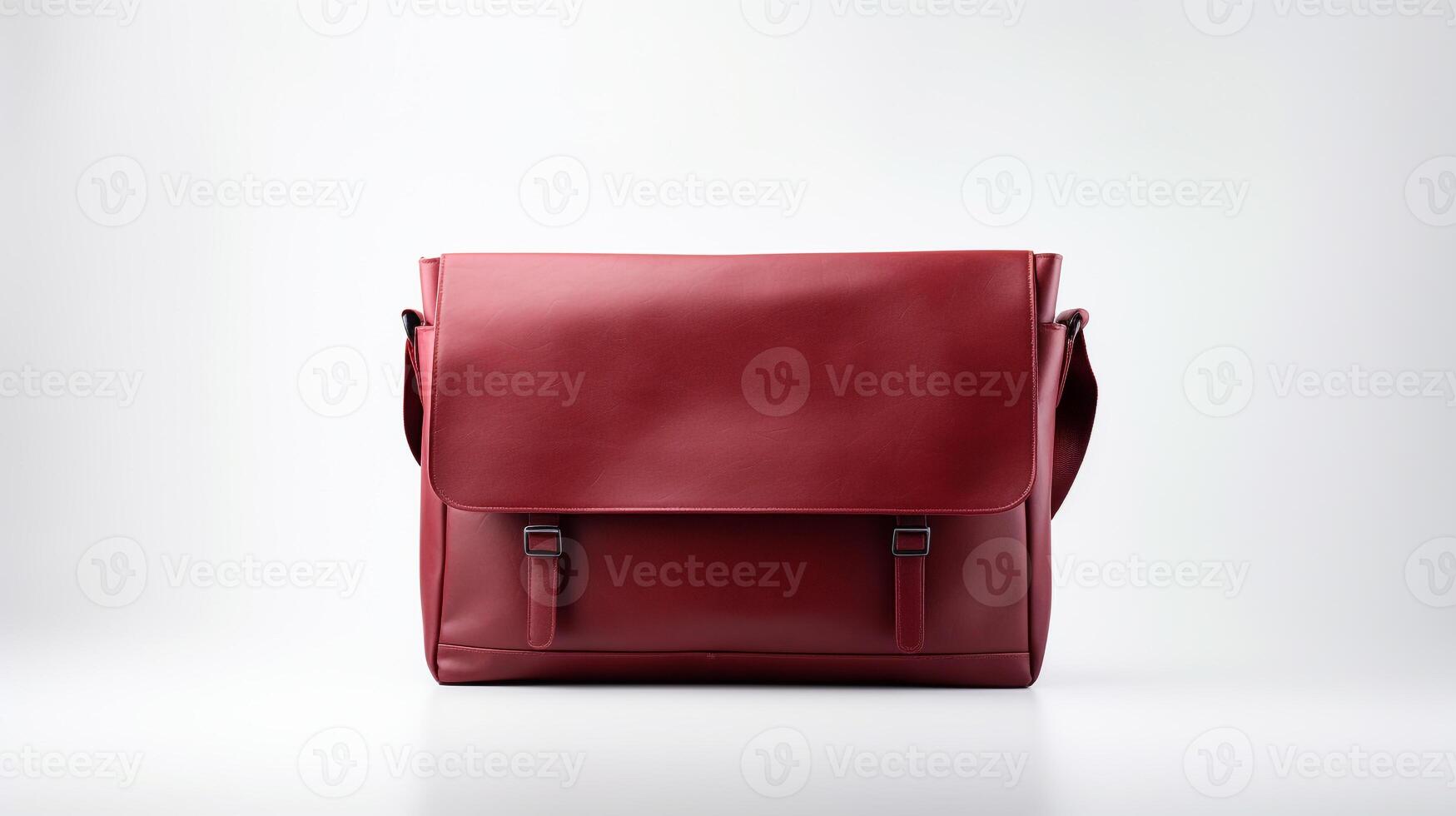 AI generated Burgundy Messenger Bag isolated on white background with copy space for advertisement. AI Generated photo