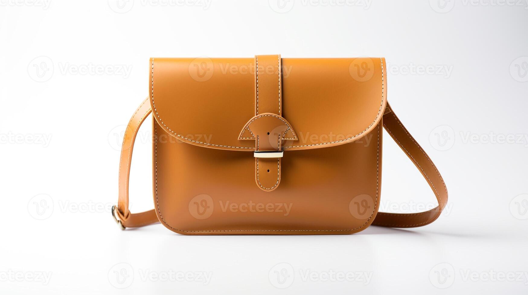 AI generated Camel Leather Bag isolated on white background with copy space for advertisement. AI Generated photo