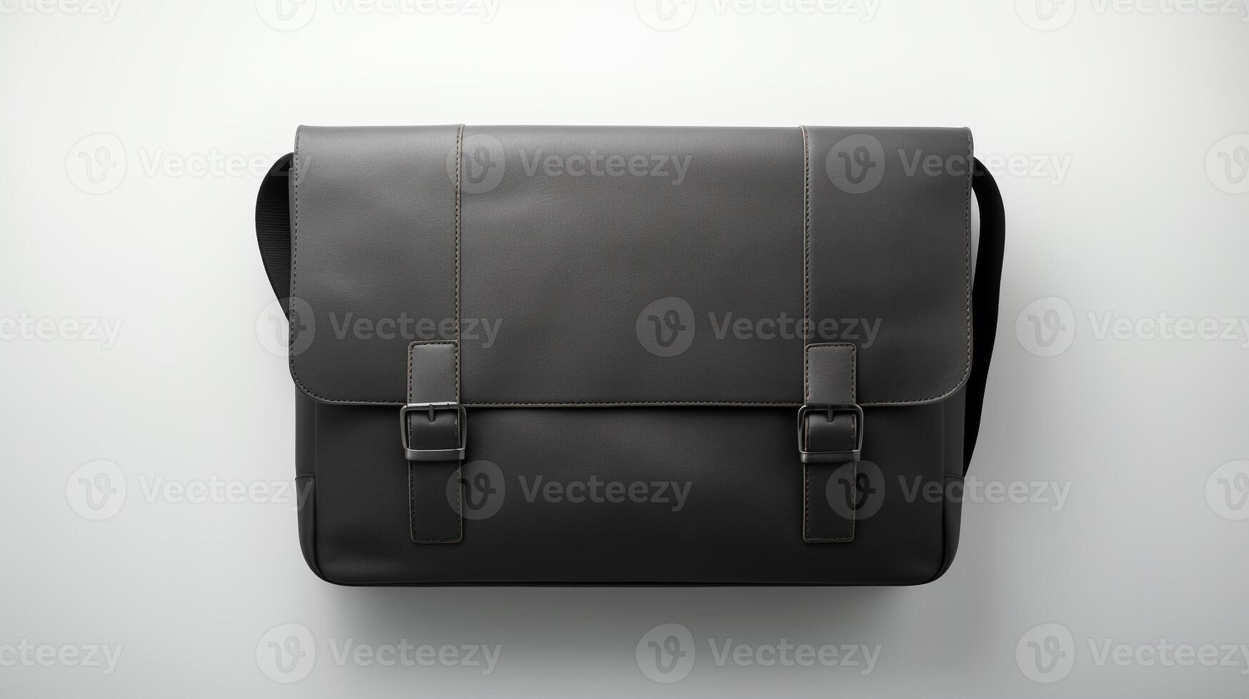 AI generated Charcoal Messenger Bag isolated on white background with copy space for advertisement. AI Generated photo