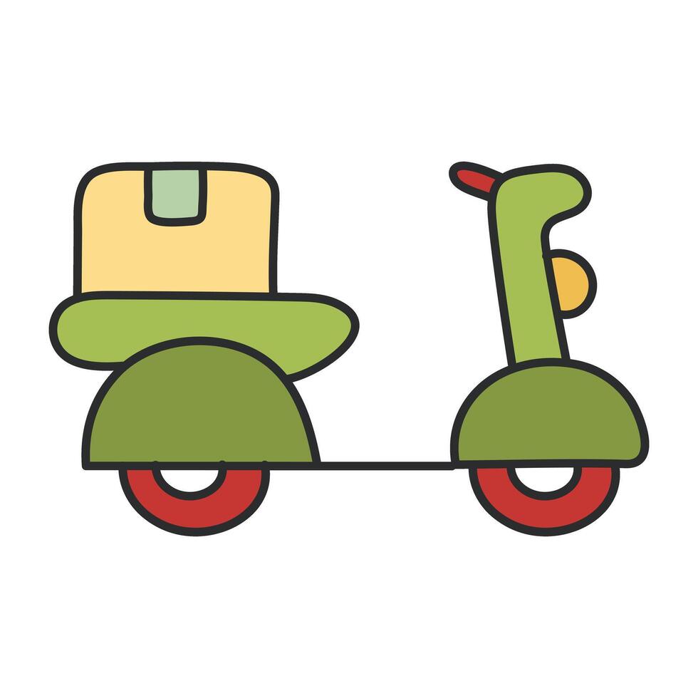 Scooter delivery icon, editable vector