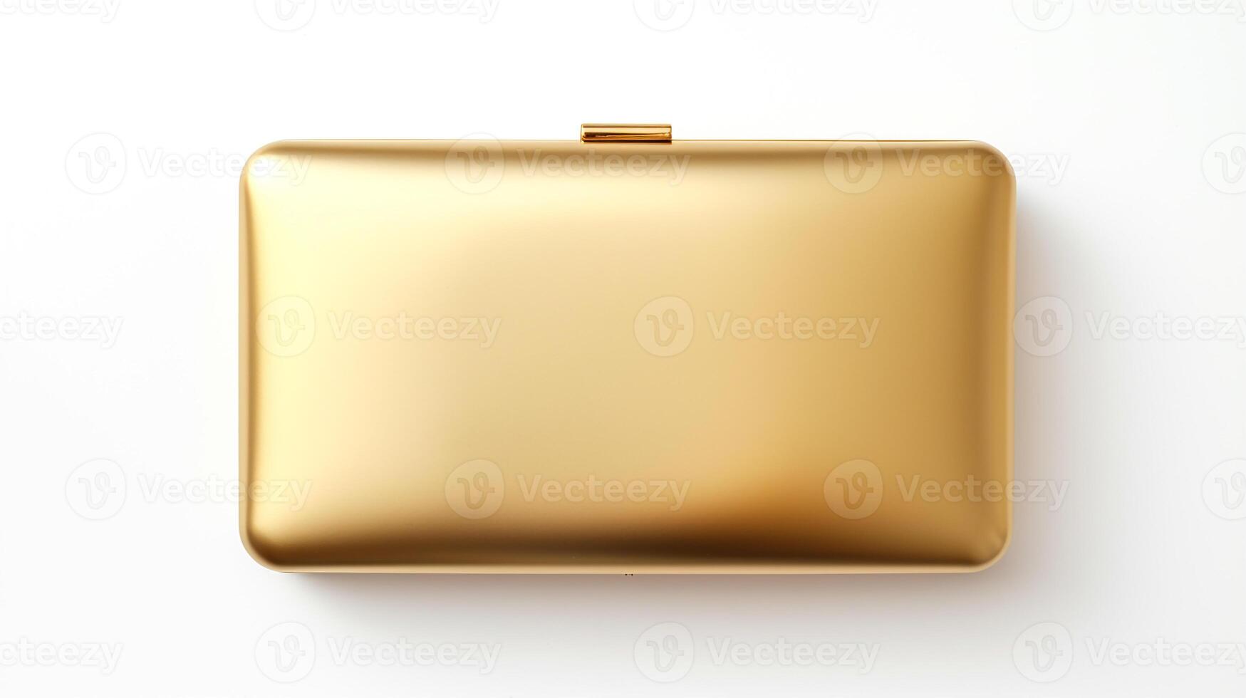 AI generated Gold Box Clutch Bag isolated on white background with copy space for advertisement. AI Generated photo