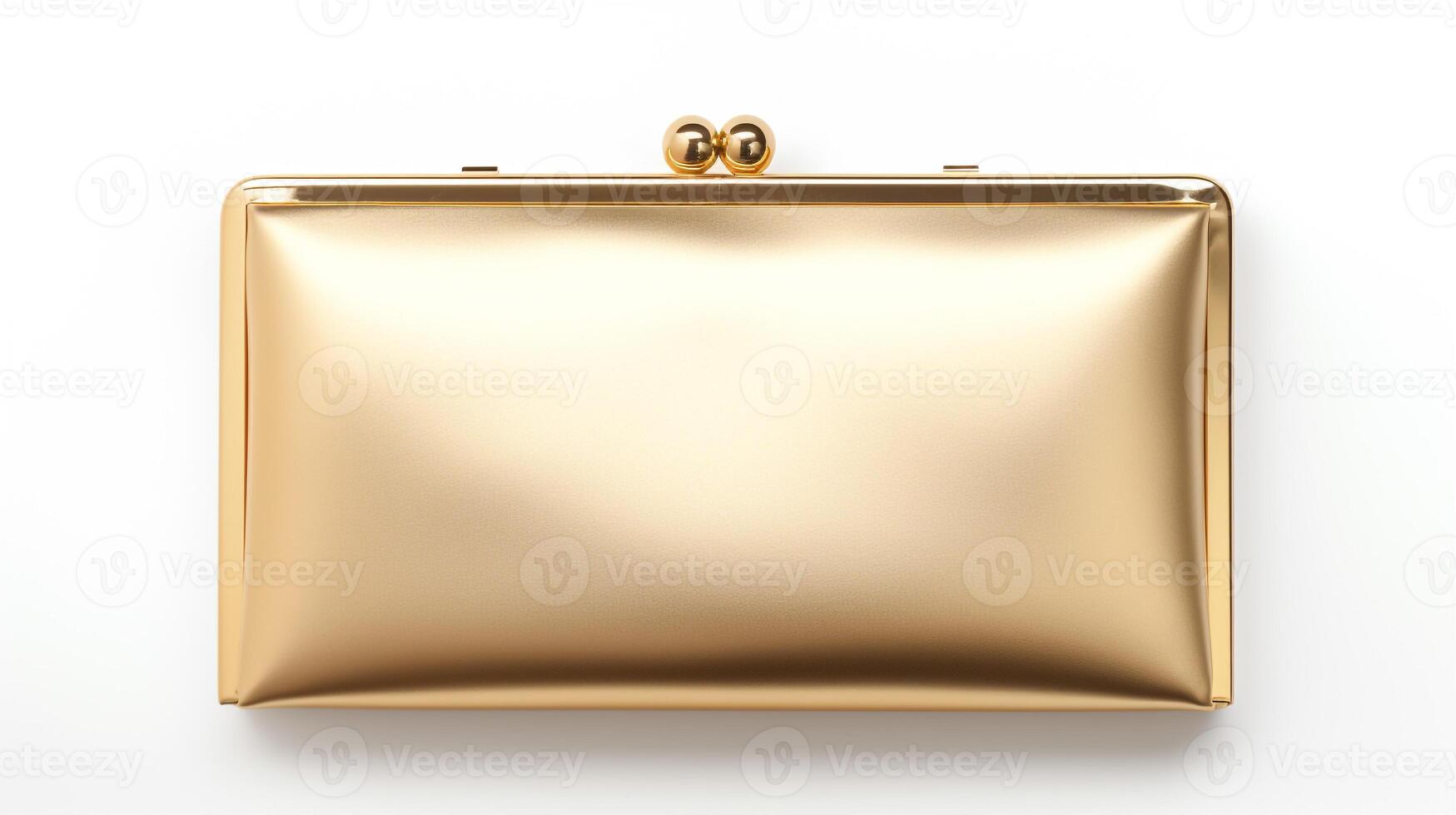 AI generated Gold Clutch Bag isolated on white background with copy space for advertisement. AI Generated photo