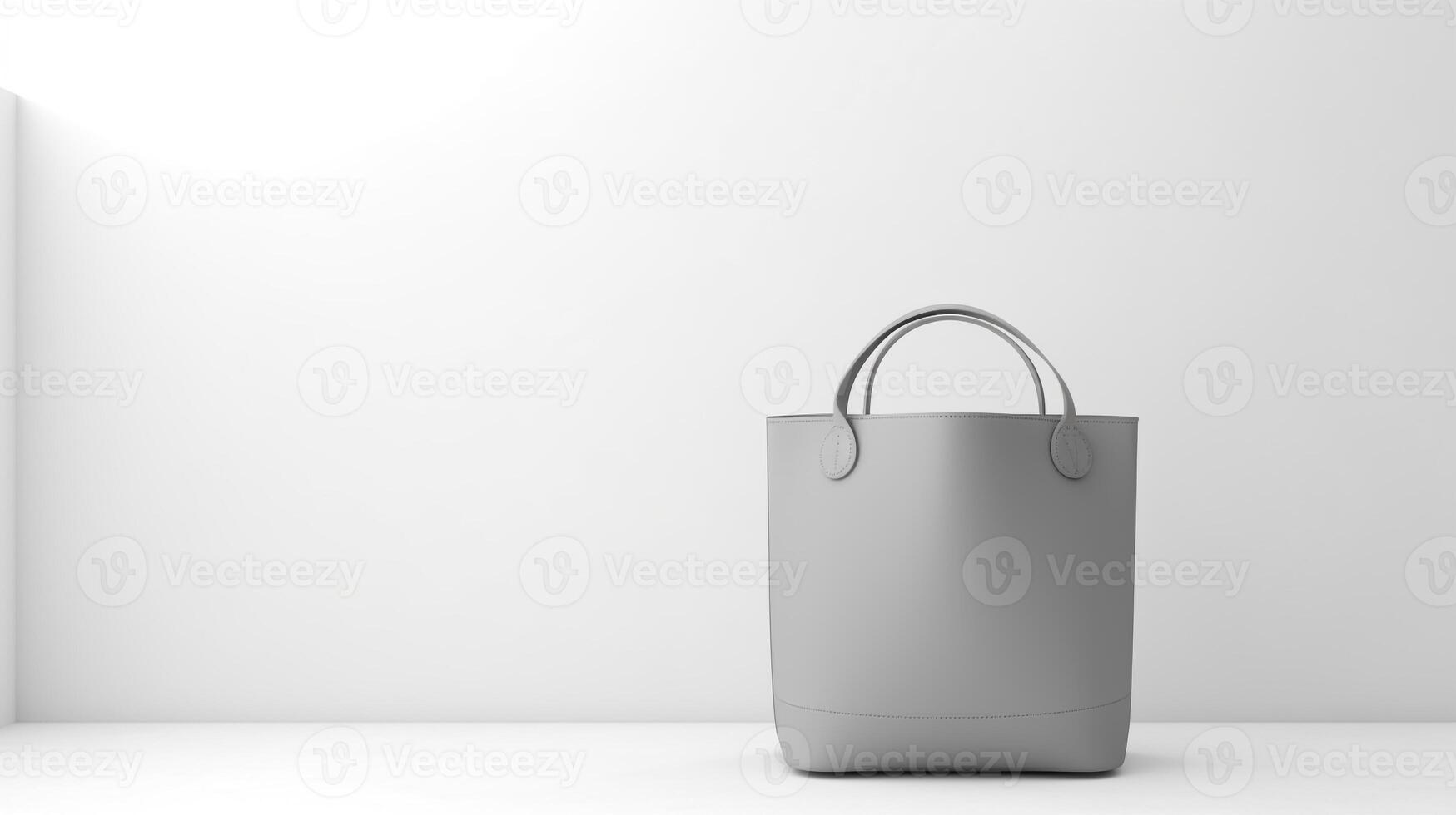 AI generated Gray Bucket Bag isolated on white background with copy space for advertisement. AI Generated photo