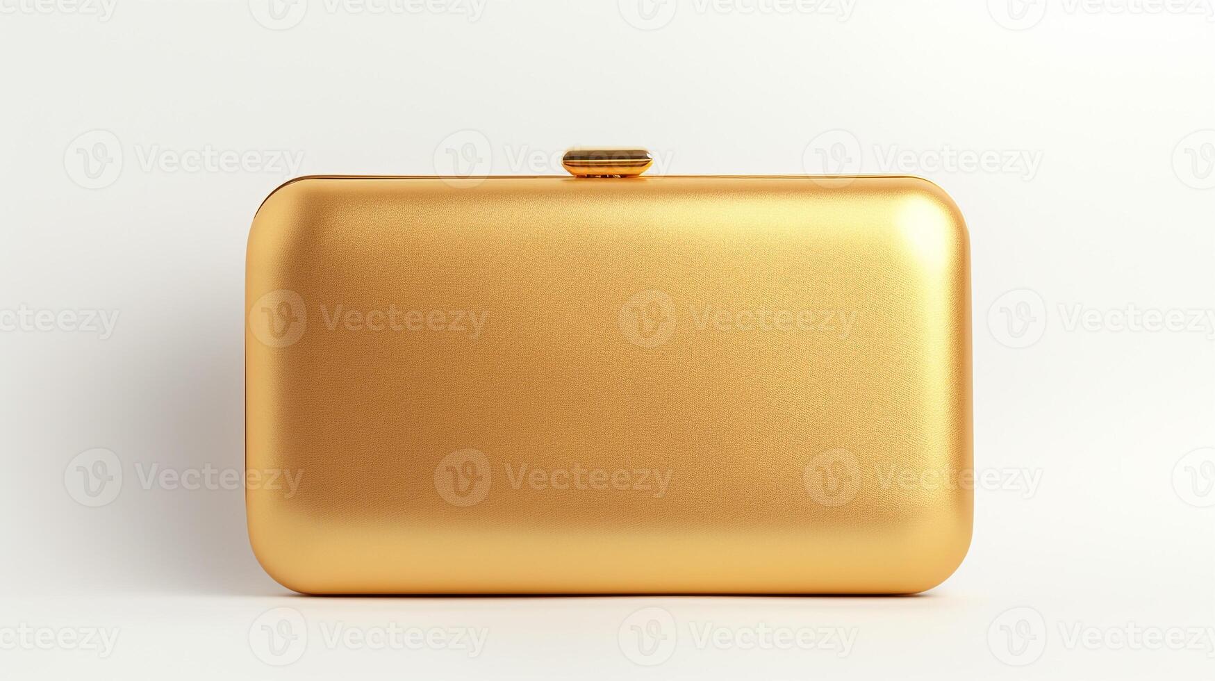 AI generated Gold Clutch Bag isolated on white background with copy space for advertisement. AI Generated photo