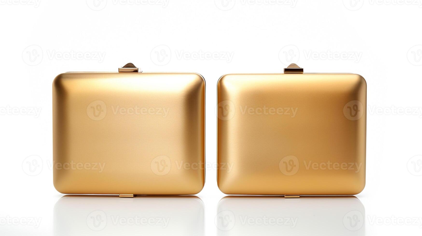 AI generated Gold Box Clutch Bag isolated on white background with copy space for advertisement. AI Generated photo