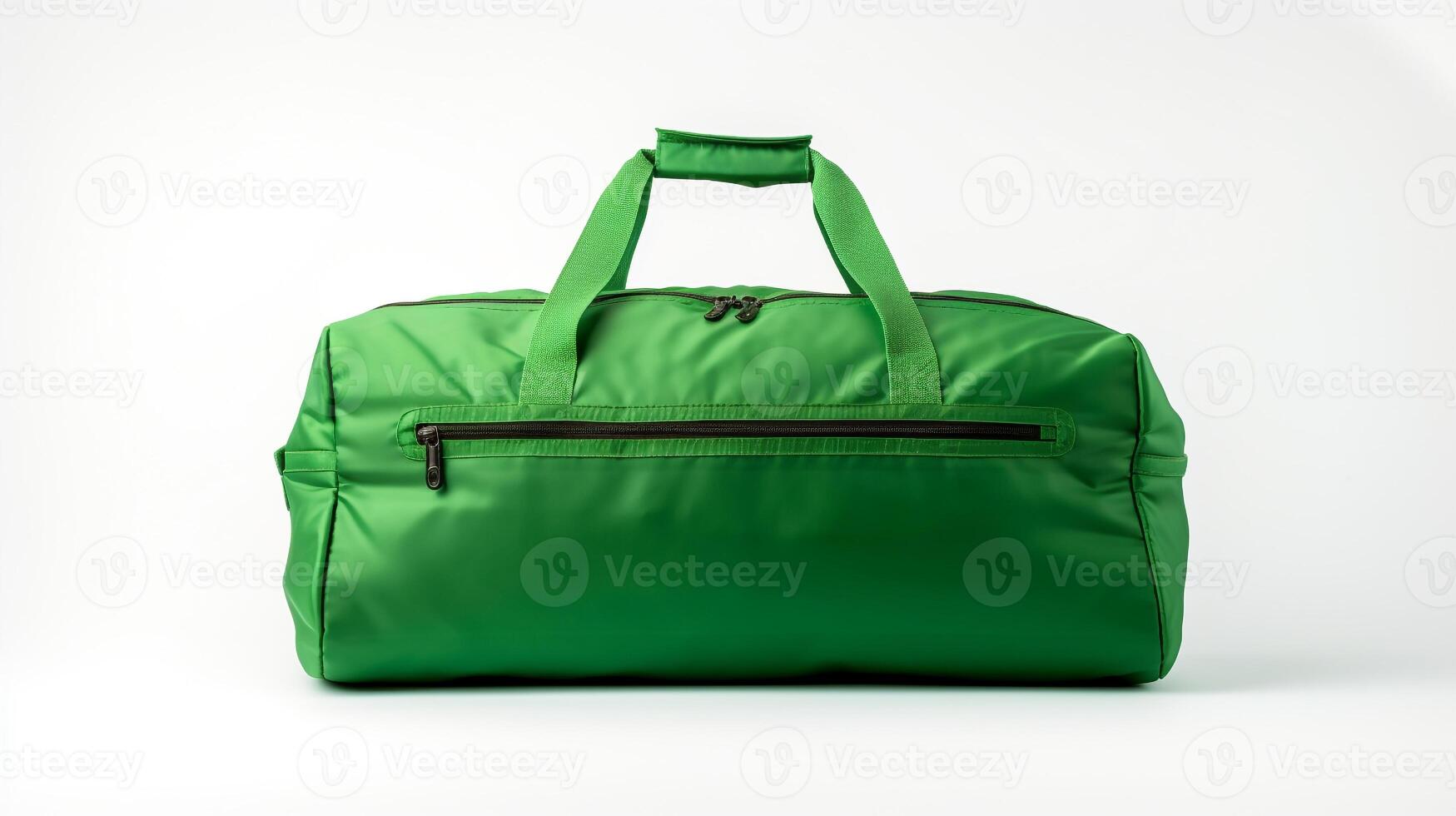 AI generated Green Duffel Bag isolated on white background with copy space for advertisement. AI Generated photo