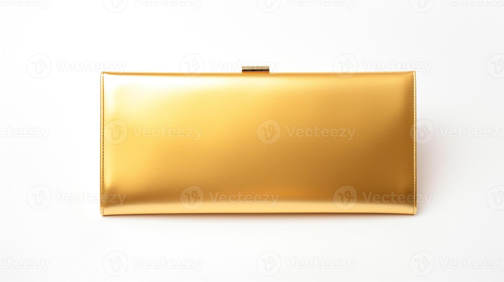 AI generated Gold Clutch Bag isolated on white background with copy space for advertisement. AI Generated photo