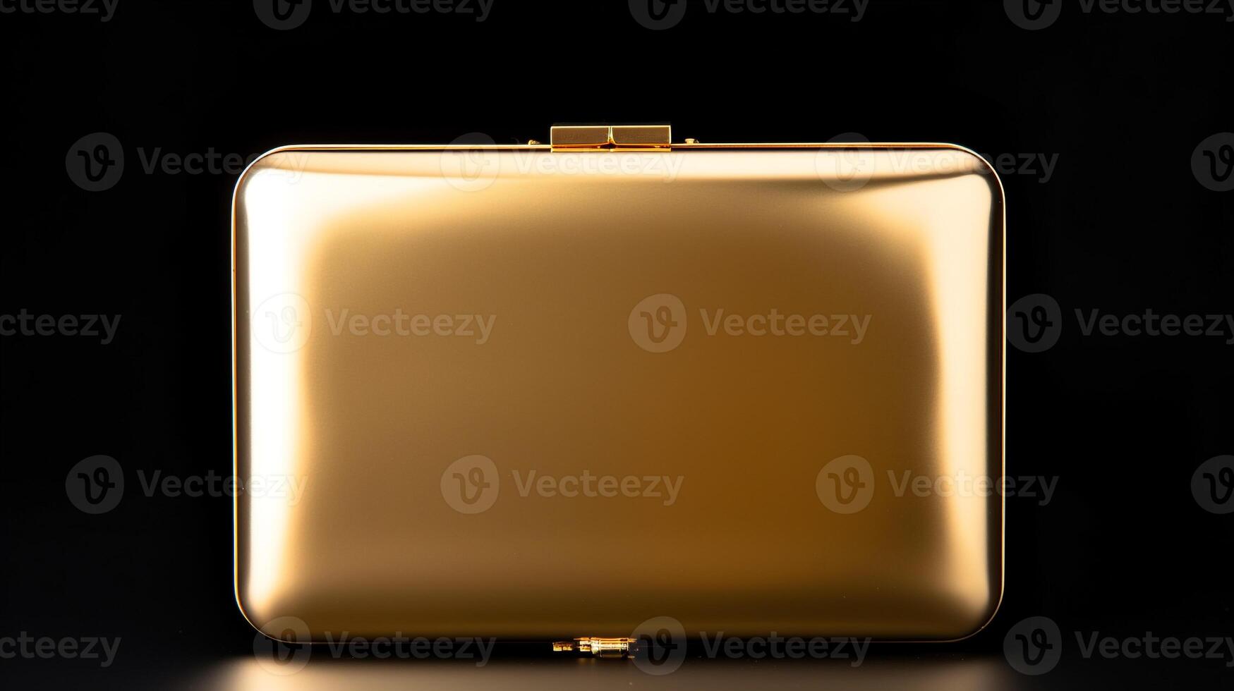 AI generated Gold Minaudiere Bag isolated on white background with copy space for advertisement. AI Generated photo