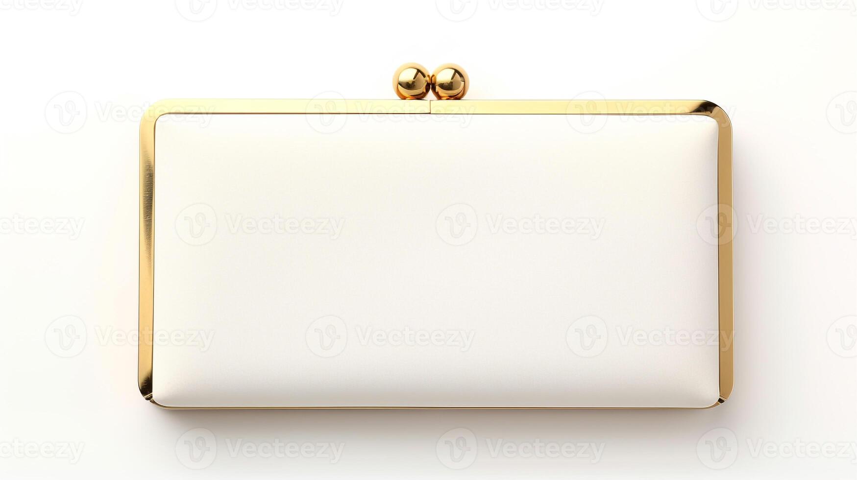 AI generated Gold Frame Clutch Bag isolated on white background with copy space for advertisement. AI Generated photo