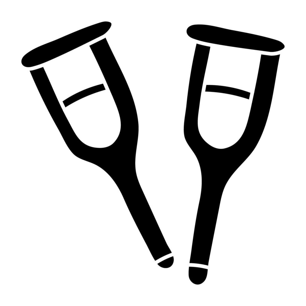 Walking sticks icon, linear design of crutches vector