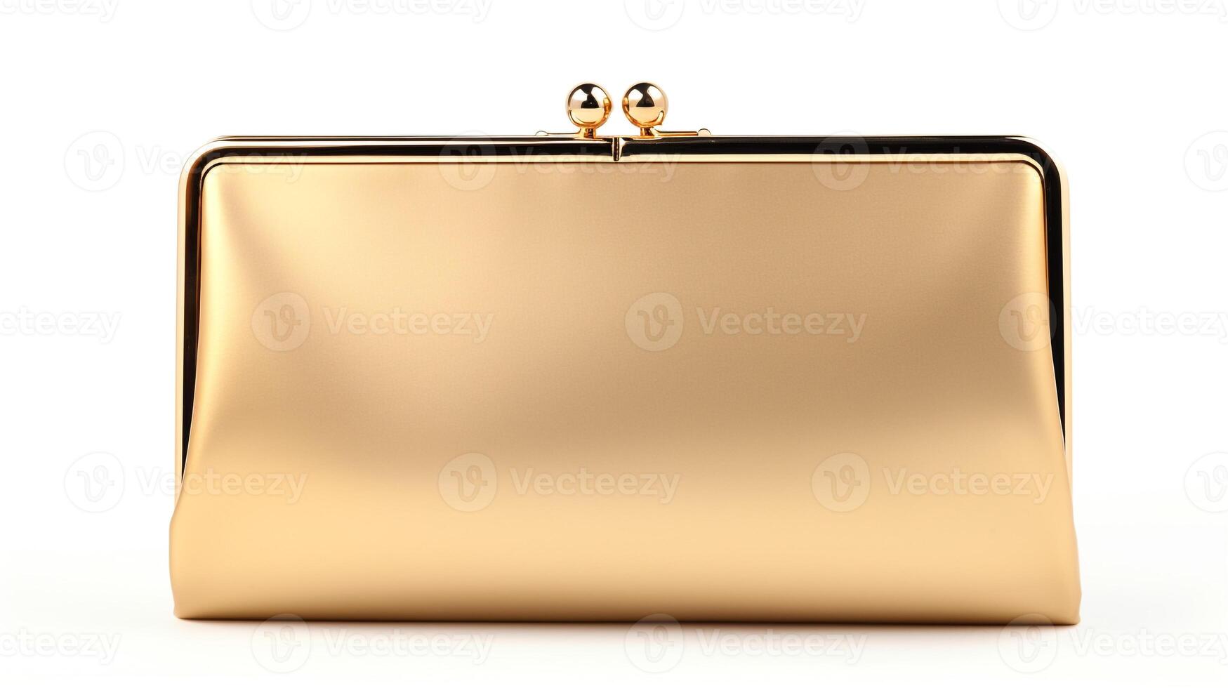 AI generated Gold Frame Clutch Bag isolated on white background with copy space for advertisement. AI Generated photo