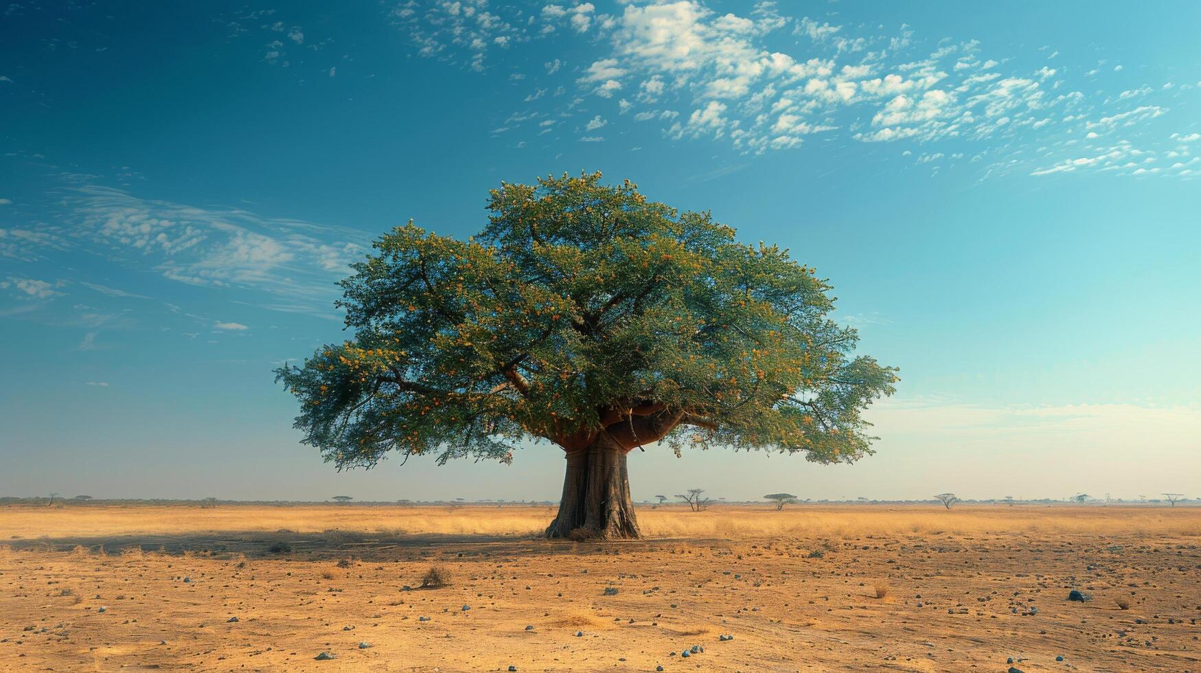 AI generated Large Tree Standing in Field photo