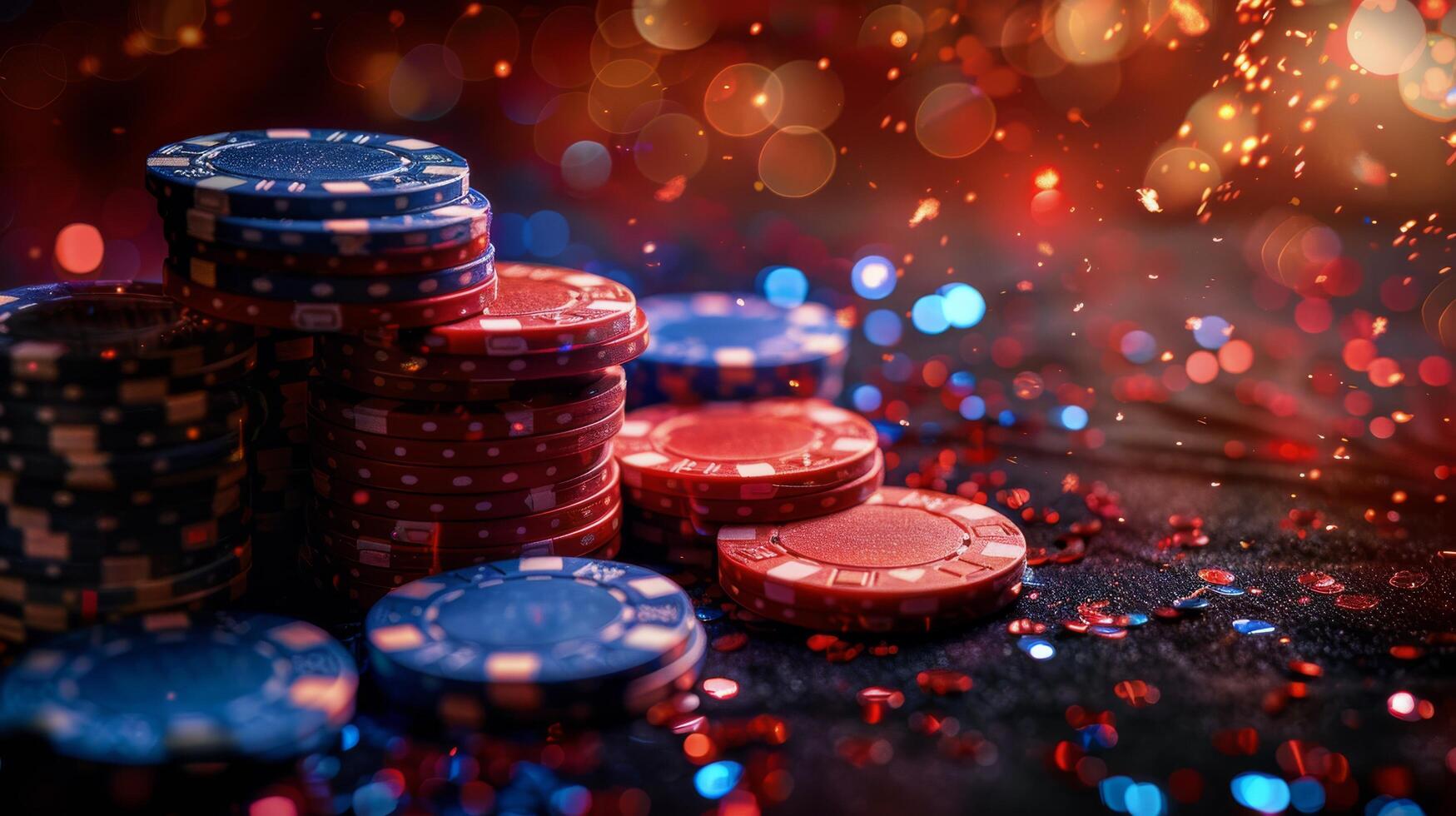 AI generated Stack of Poker Chips on Table photo