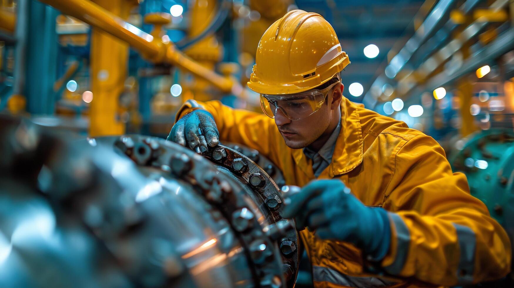 AI generated Man Operating Machine in Factory photo