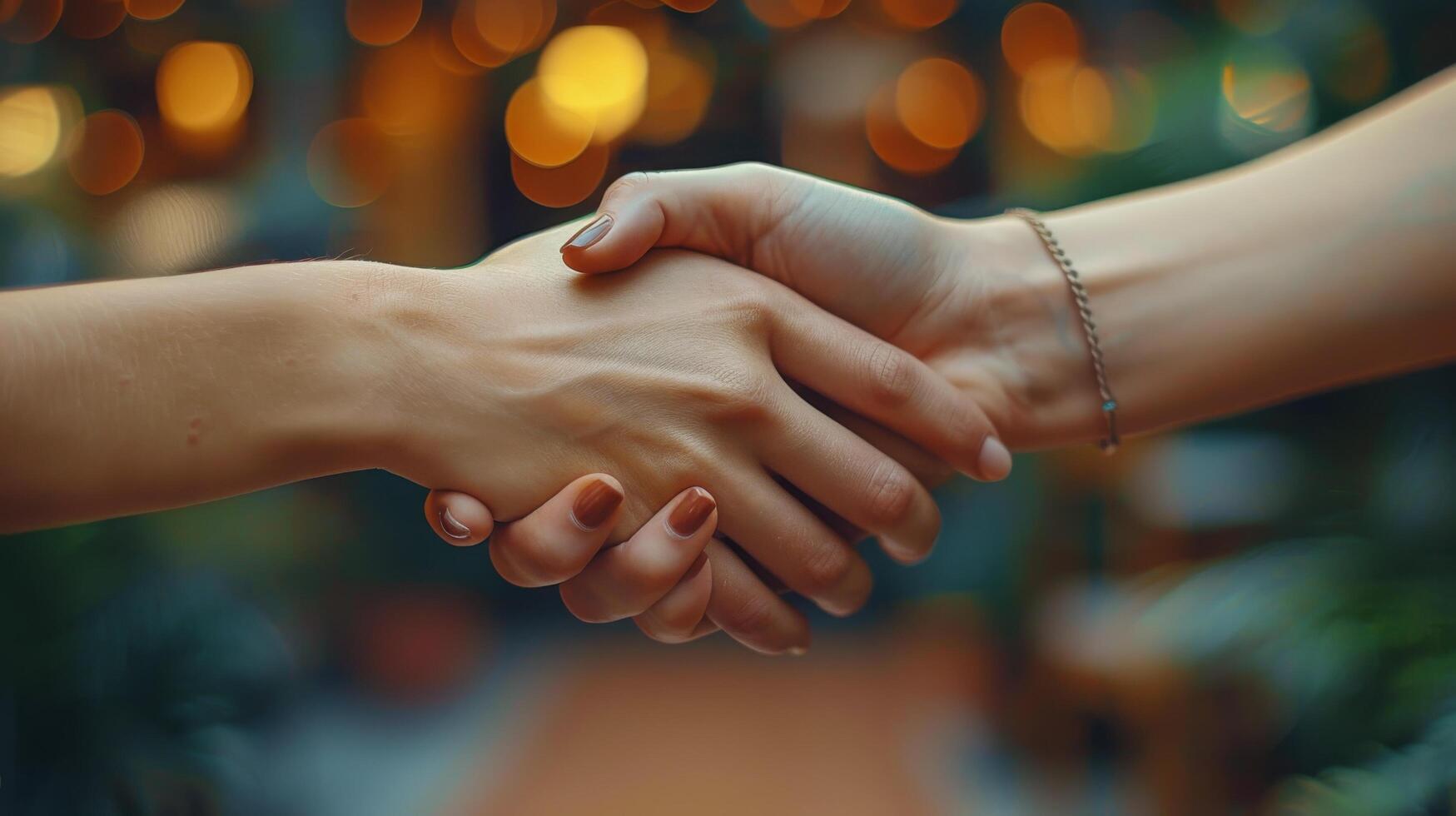 AI generated Close Up of Two People Shaking Hands photo