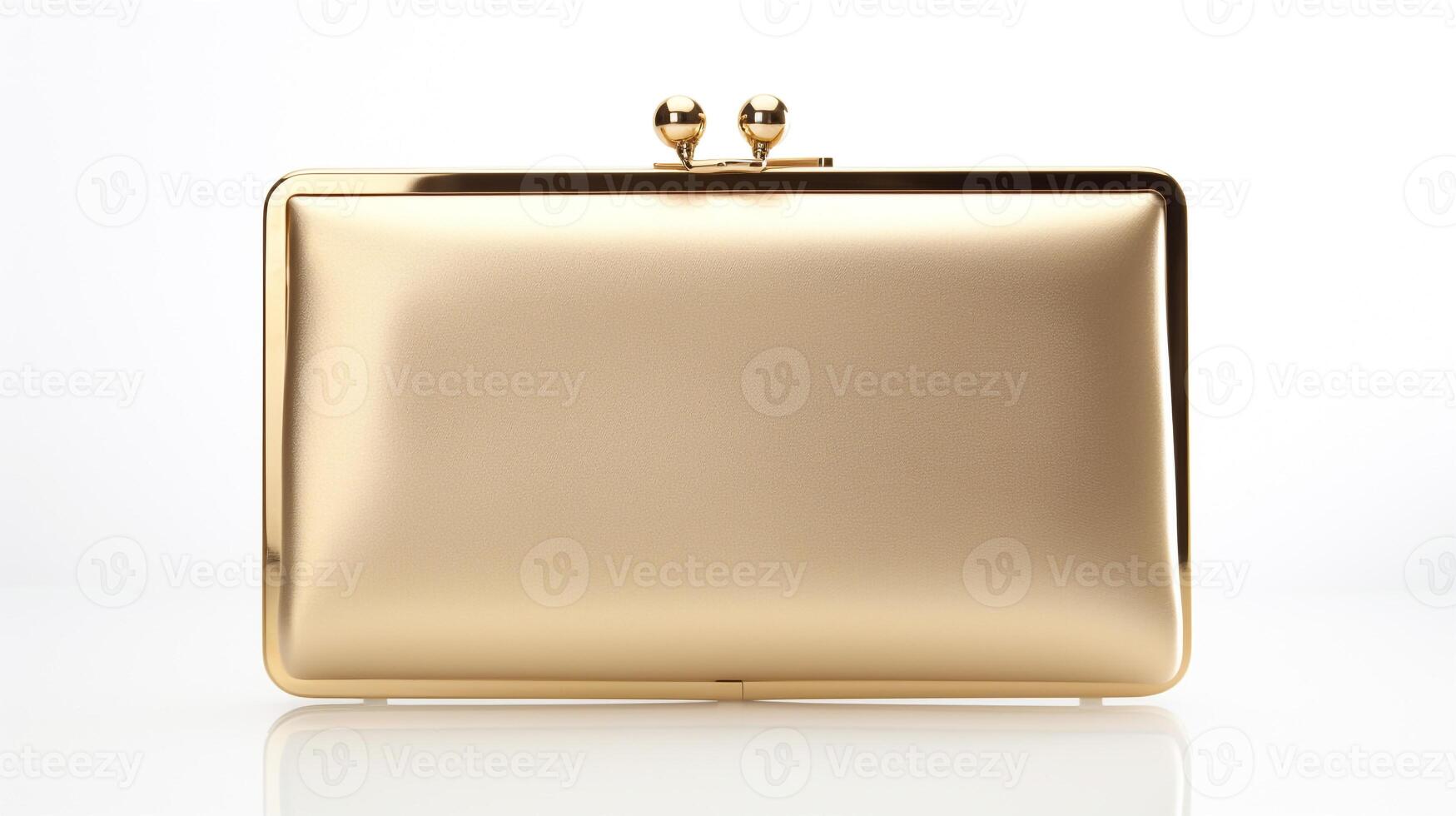 AI generated Gold Frame Clutch Bag isolated on white background with copy space for advertisement. AI Generated photo