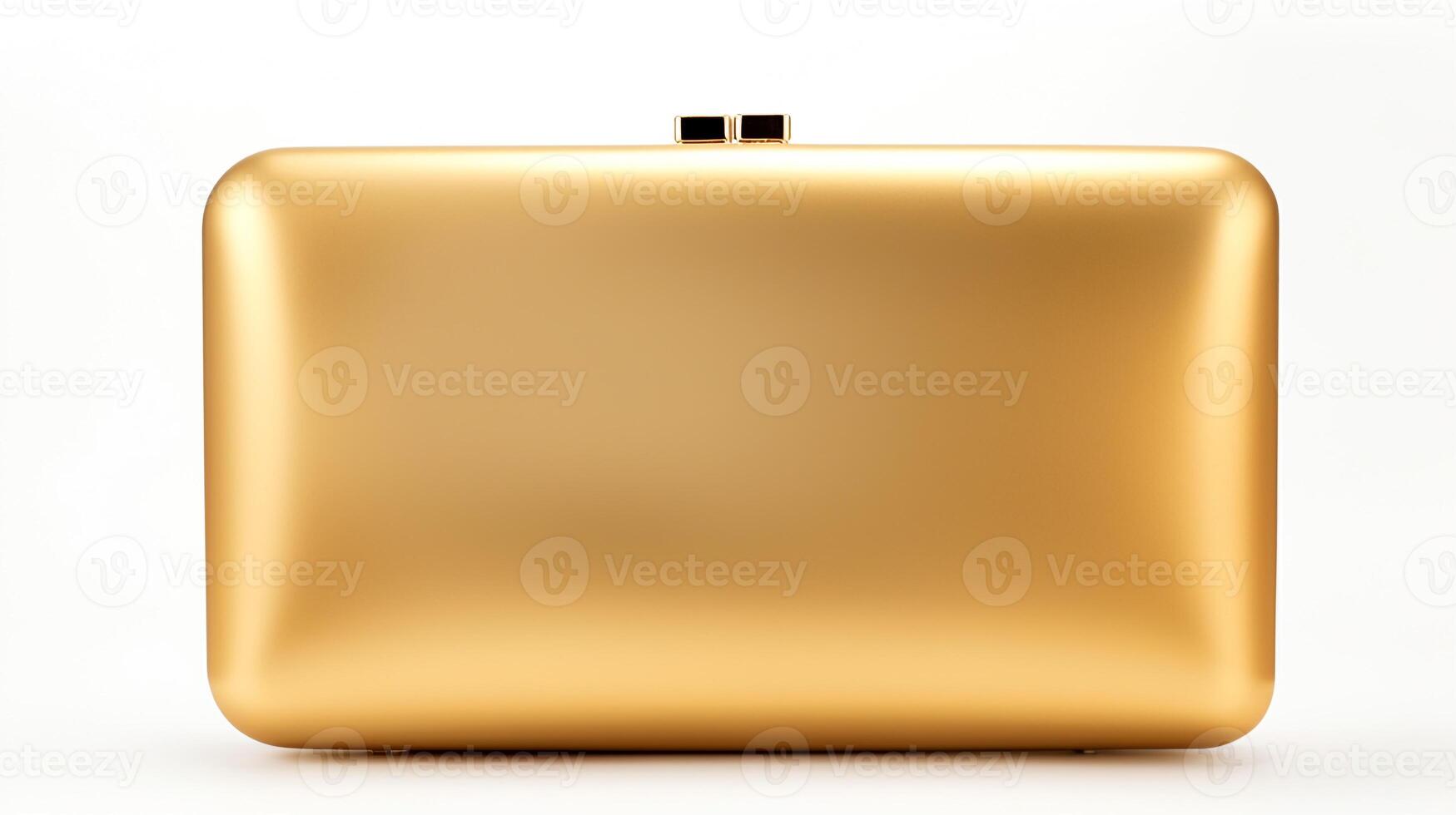 AI generated Gold Minaudiere Bag isolated on white background with copy space for advertisement. AI Generated photo