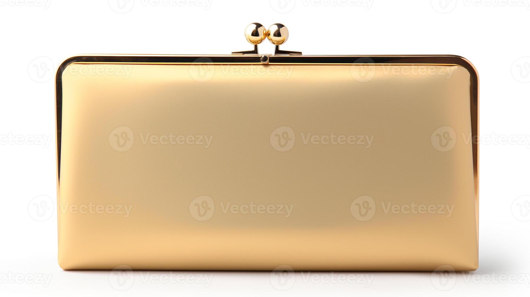 AI generated Gold Frame Clutch Bag isolated on white background with copy space for advertisement. AI Generated photo