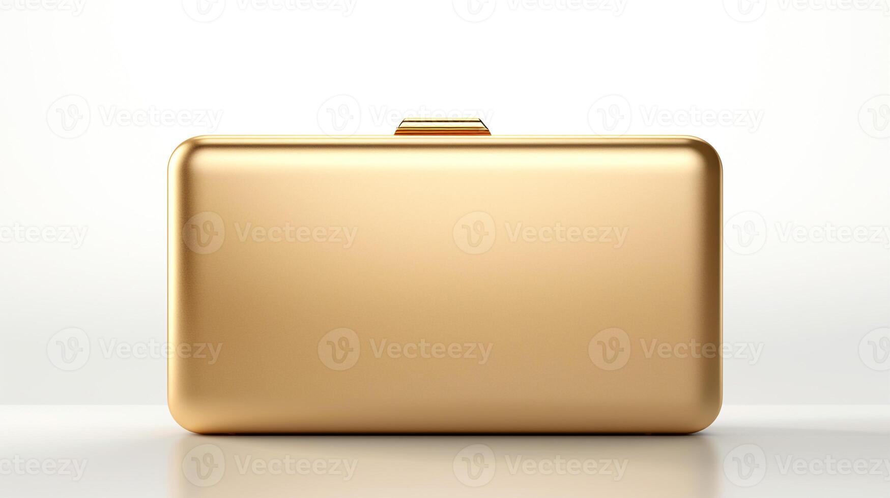 AI generated Gold Box Clutch Bag isolated on white background with copy space for advertisement. AI Generated photo