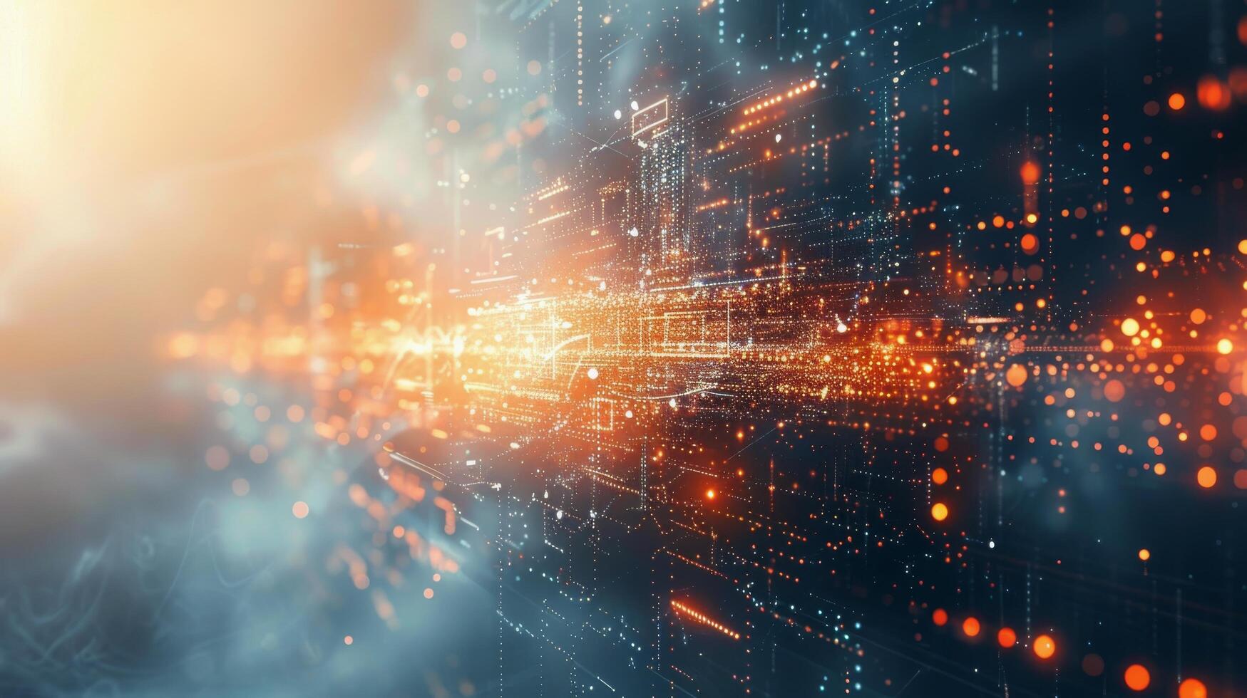AI generated Abstract Background With Bright Lights and Blurs photo